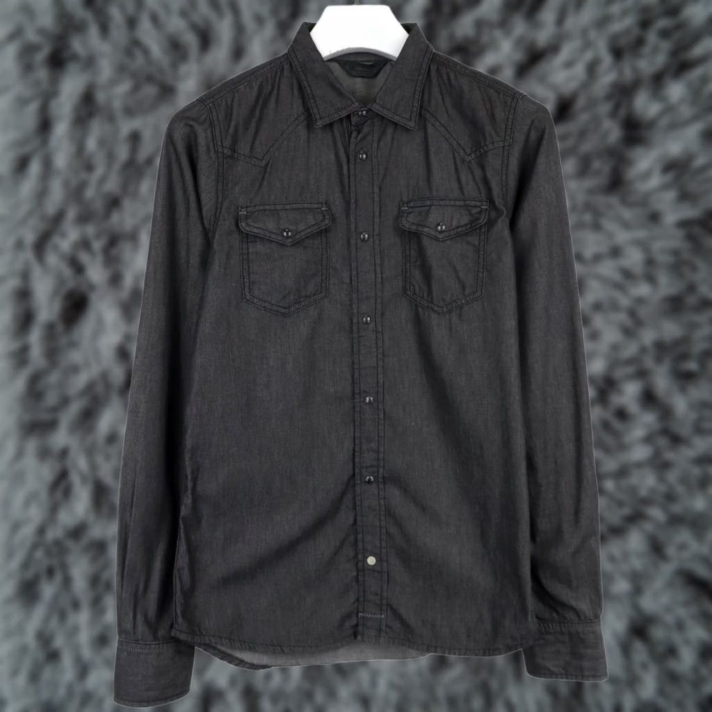 Diesel DIESEL Shirt Mens MEDIUM Western Look Grey Button-Up Chest Pockets Collared Size US M / EU 48-50 / 2 - 1 Thumbnail