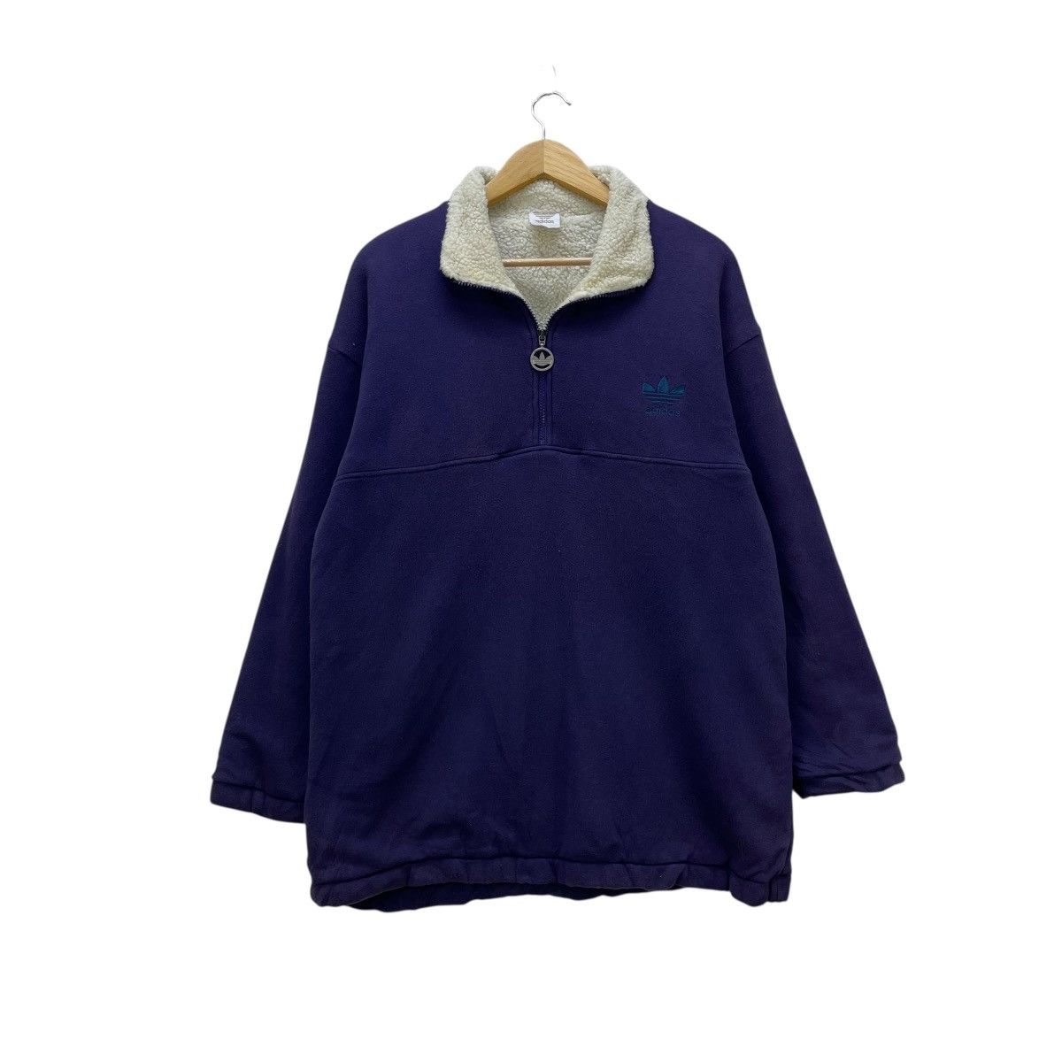 Adidas 💥 vintage 90s Adidas quarter-zip Sherpa Pullover Size US M / EU 48-50 / 2 - 1 Thumbnail