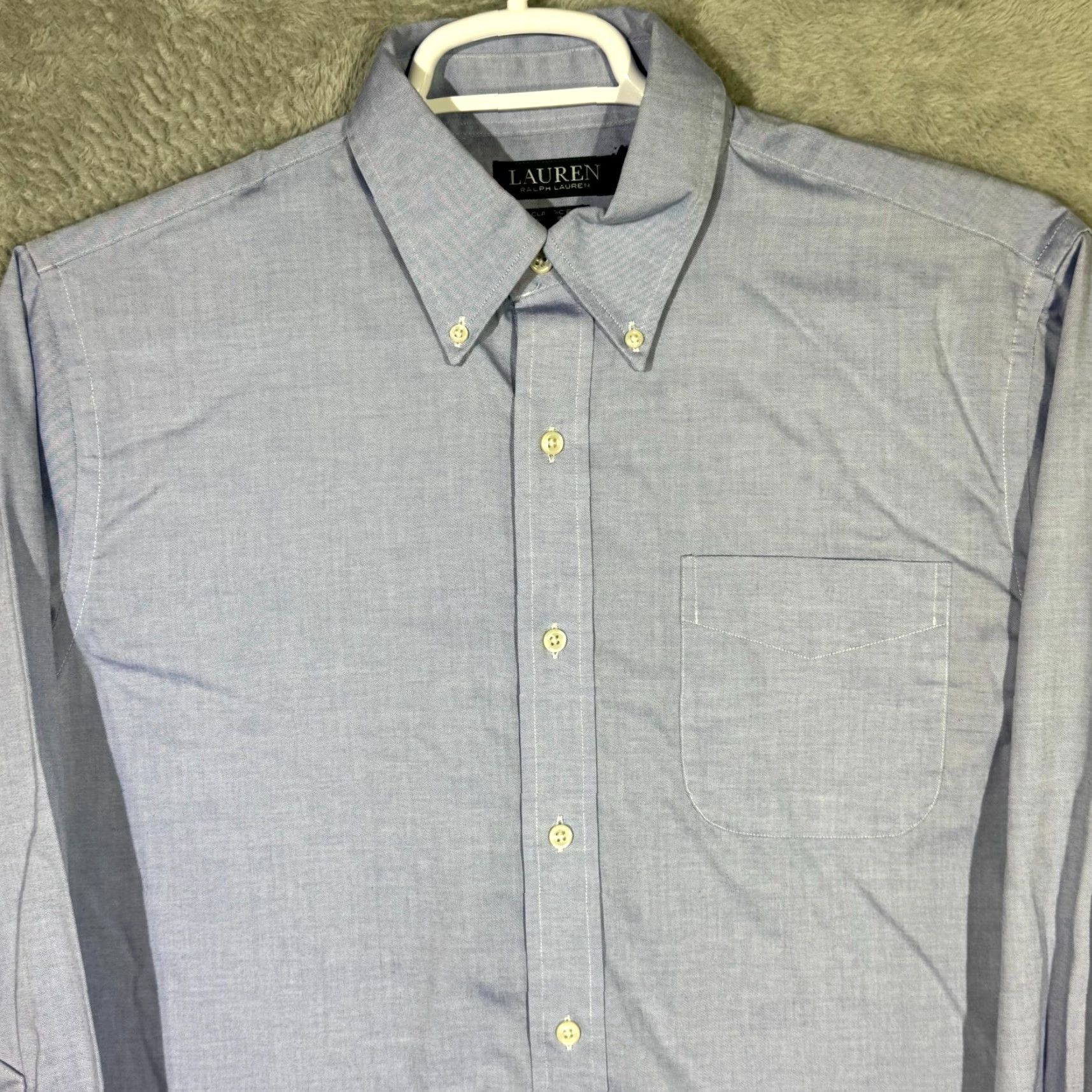 Ralph Lauren Lauren Ralph Lauren Dress Shirt Men 16 32/33 Blue Cotton Button-Down Shirt, Long Sleeve, Classic Fit Size 42R - 4 Thumbnail