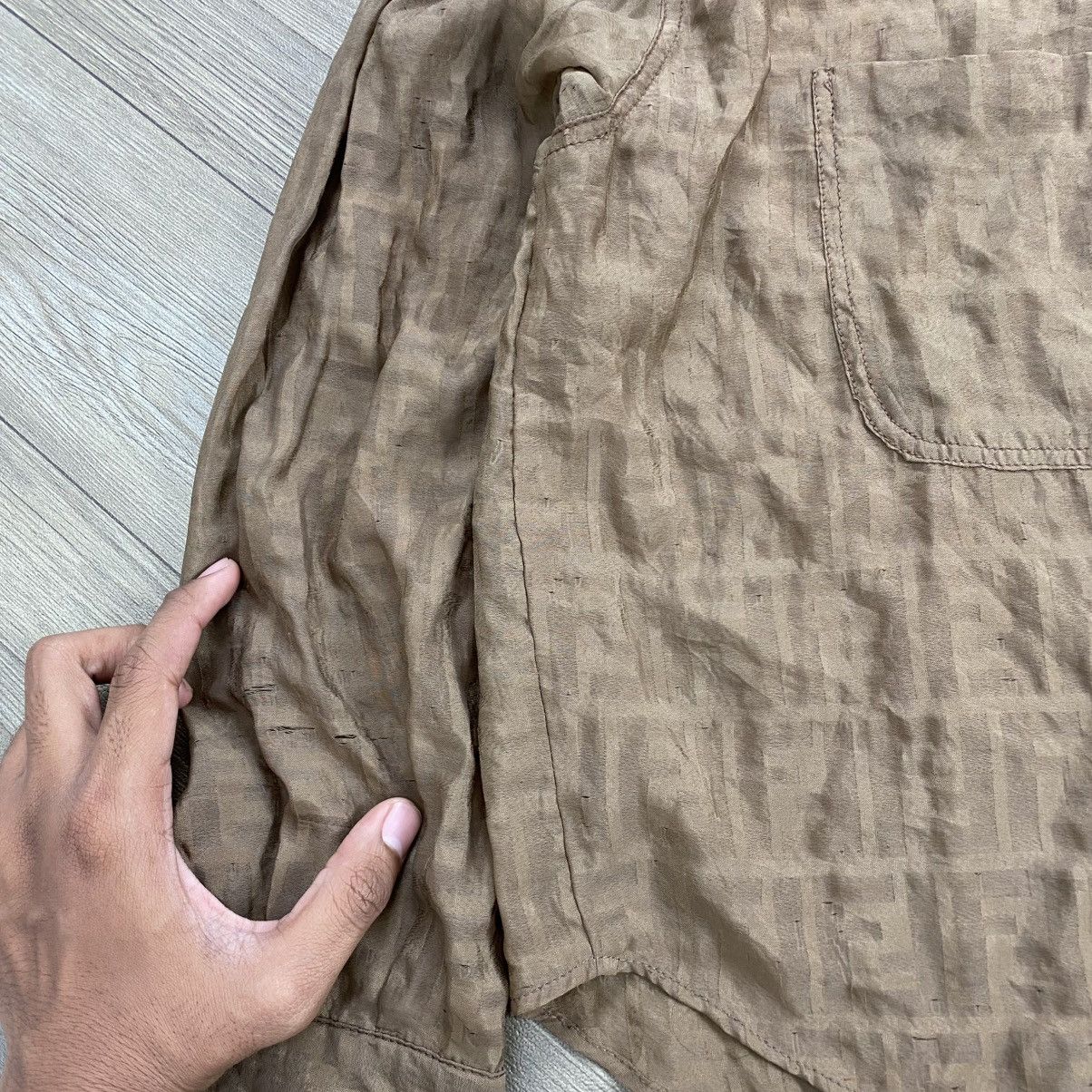 Fendi Vintage Fendi Monogram Distressed Transparent Shirt Luxury Size US M / EU 48-50 / 2 - 9 Thumbnail