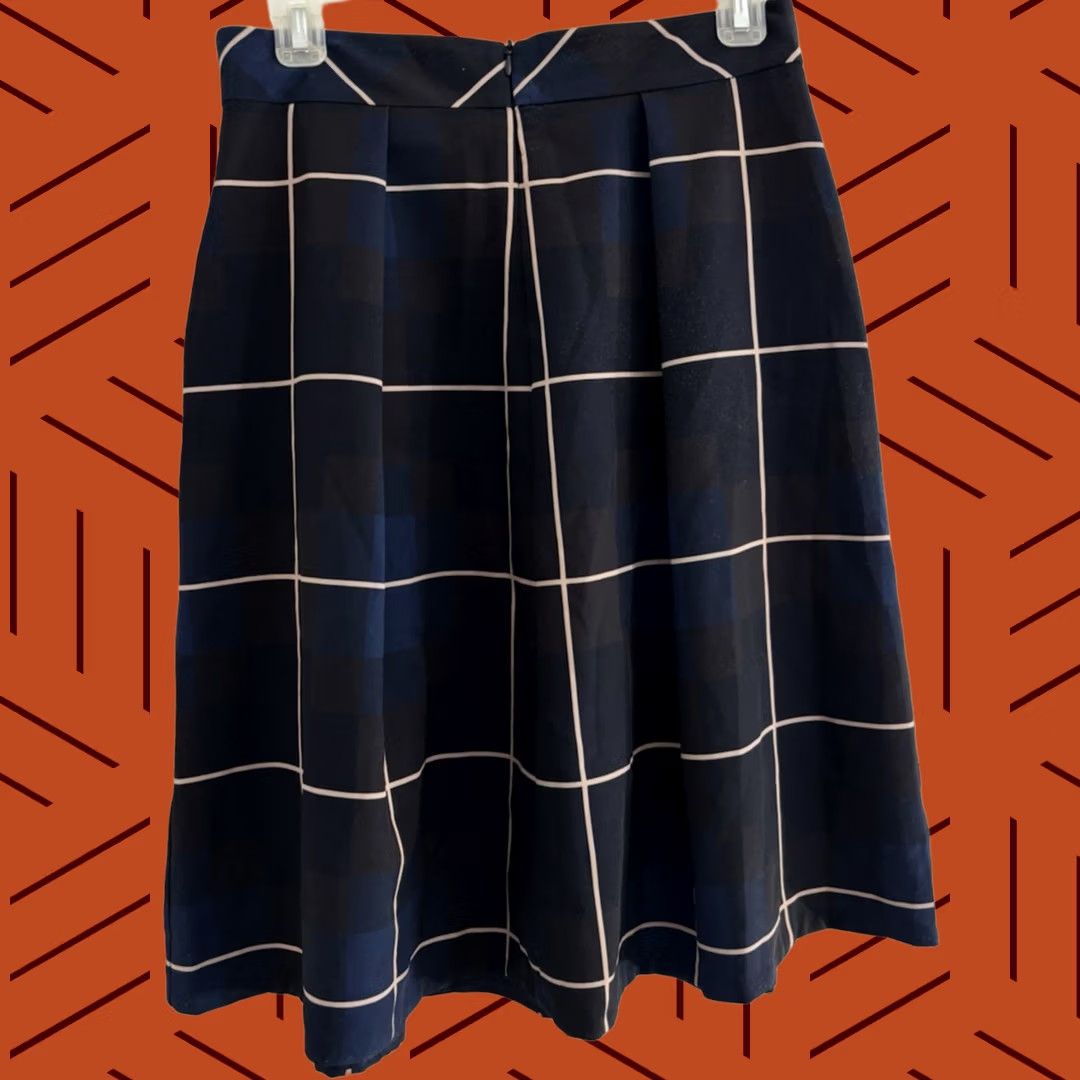 Marella Marella Skirt Blue Plaid Lined High Rise 8 Women Italy Workwear Casual Knee Length Polyester Zip Pattern Vintage No Size 30" / US 8 / IT 44 - 1 Thumbnail