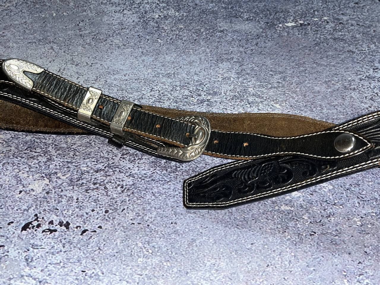 Vintage Vintage Western Barocco Cowboy Cowgirl buckle Leather belt Size ONE SIZE - 6 Thumbnail