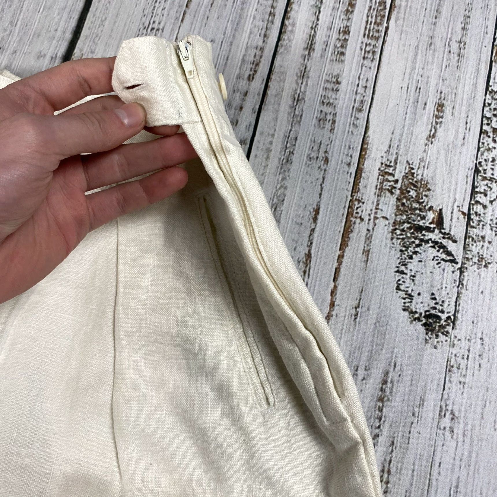 Gap VINTAGE Gap 80s 90s High Rise Pleated Linen Pants 7/8 Ivory Women's Rare Size 28" / US 6 / IT 42 - 5 Thumbnail