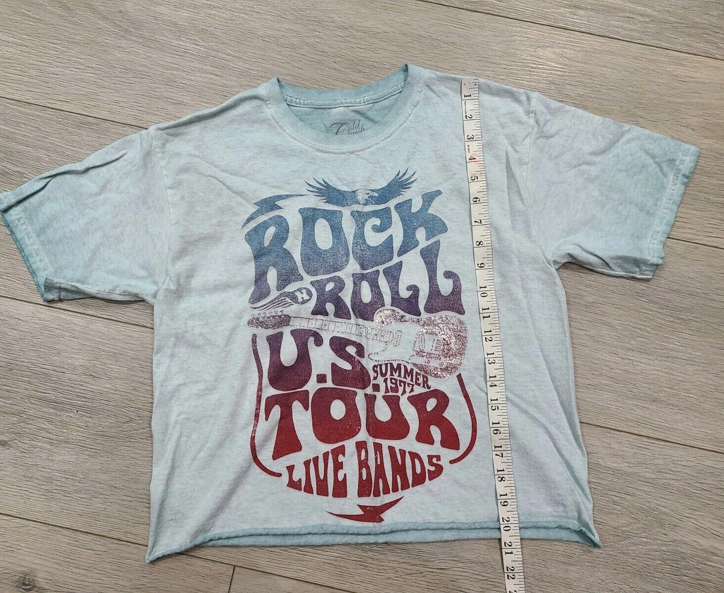 Designer Gold Rush T Shirt Size Medium Rock Roll Tour Blue Crop Top Size M / US 6-8 / IT 42-44 - 4 Thumbnail