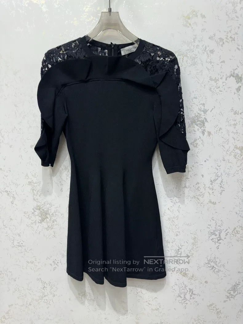 Valentino Valentino Black lace patchwork knitted dress Size S / US 4 / IT 40 - 1 Thumbnail