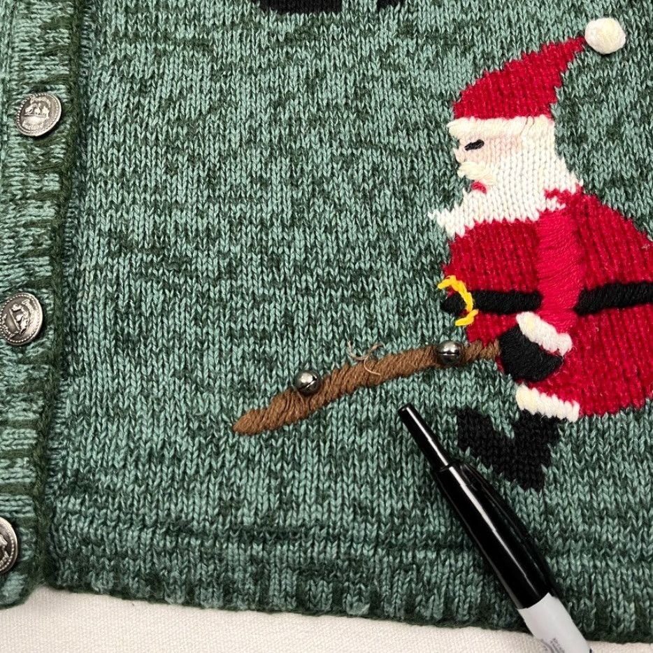 Quacker Factory VINTAGE Quacker Factory Christmas Sweater Cardigan Womens M Green Jingle Bells Santa Woman Cardigan Christmas Theme Mens/Womens Size M / US 6-8 / IT 42-44 - 7 Thumbnail
