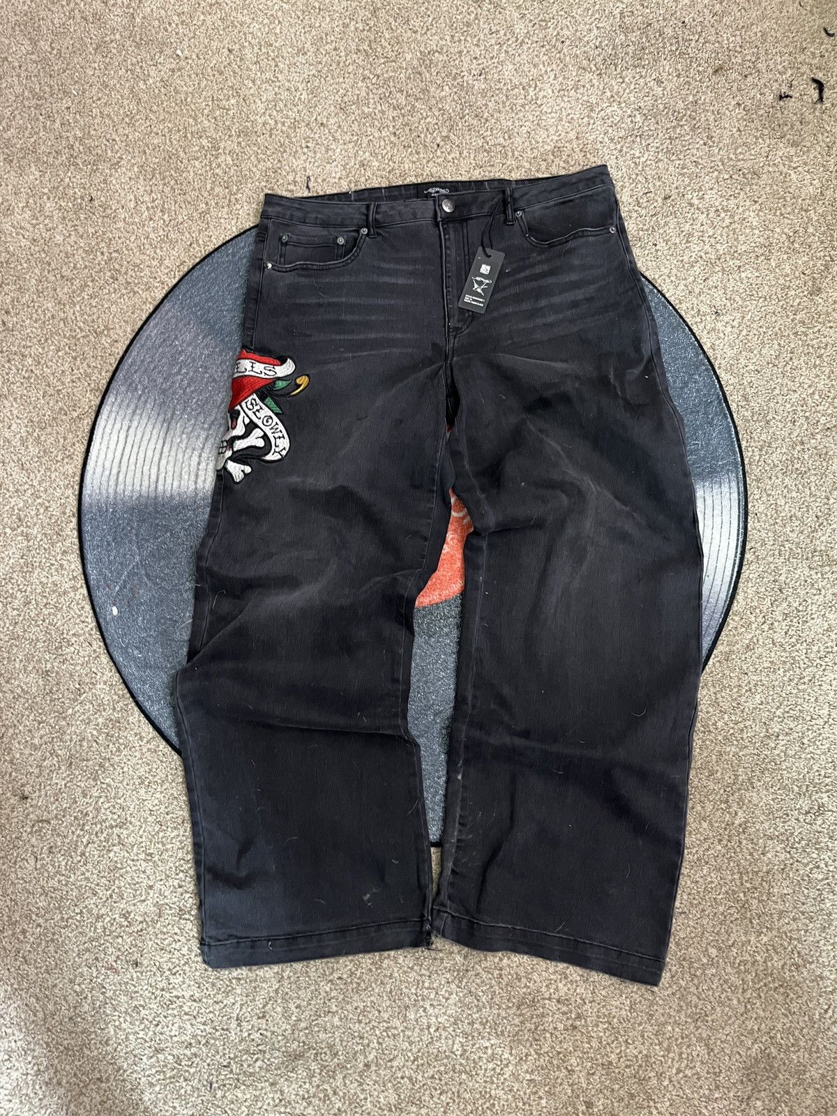 Christian Audigier × Ed Hardy × Japanese Brand Crazy Vintage Ed Hardy Wide Leg Baggy Pants Size US 38 / EU 54 - 1 Thumbnail