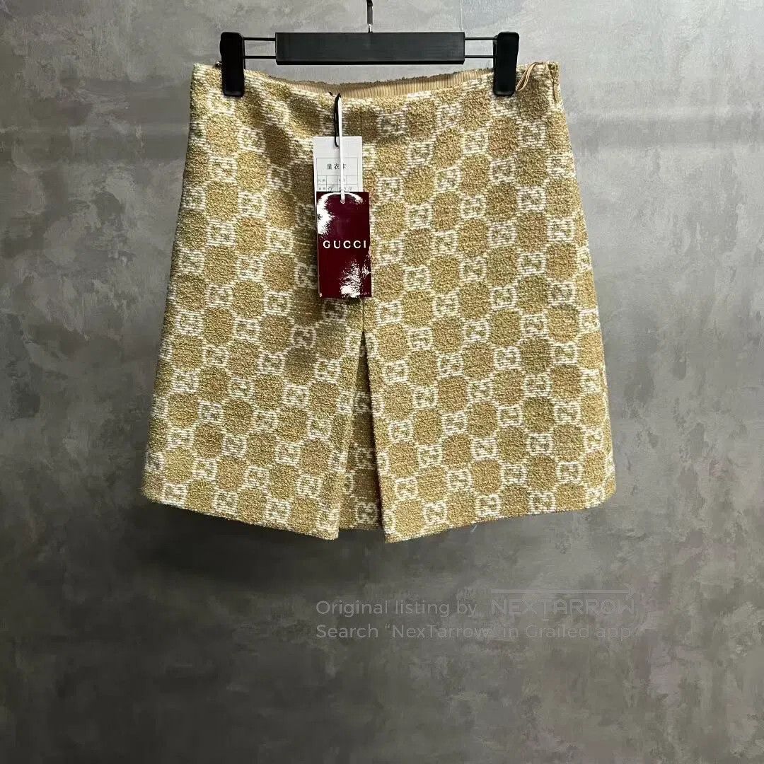 Gucci Guicci Brown floral-print fashionable casual short skirt| Size 39" - 1 Thumbnail