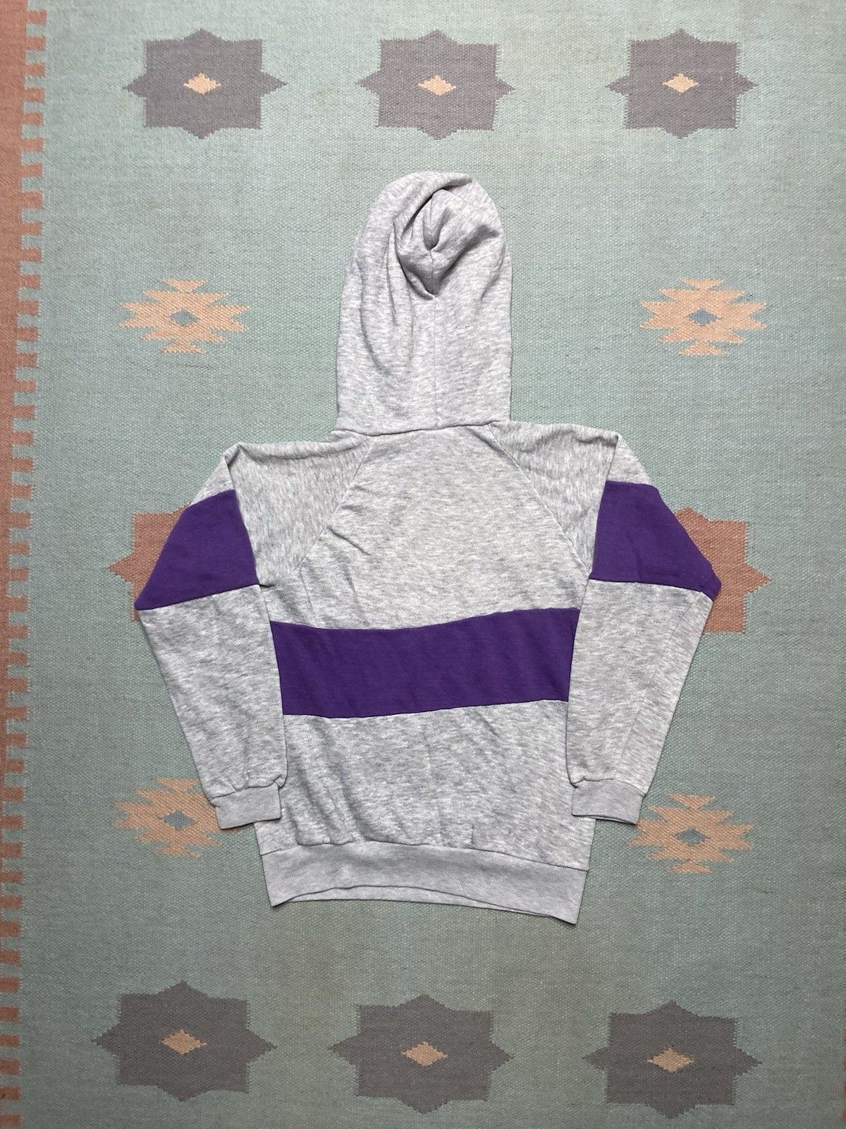 Vintage 70s pullover hoodie 2 tone tri blend soft gray purple Small Size US S / EU 44-46 / 1 - 6 Thumbnail