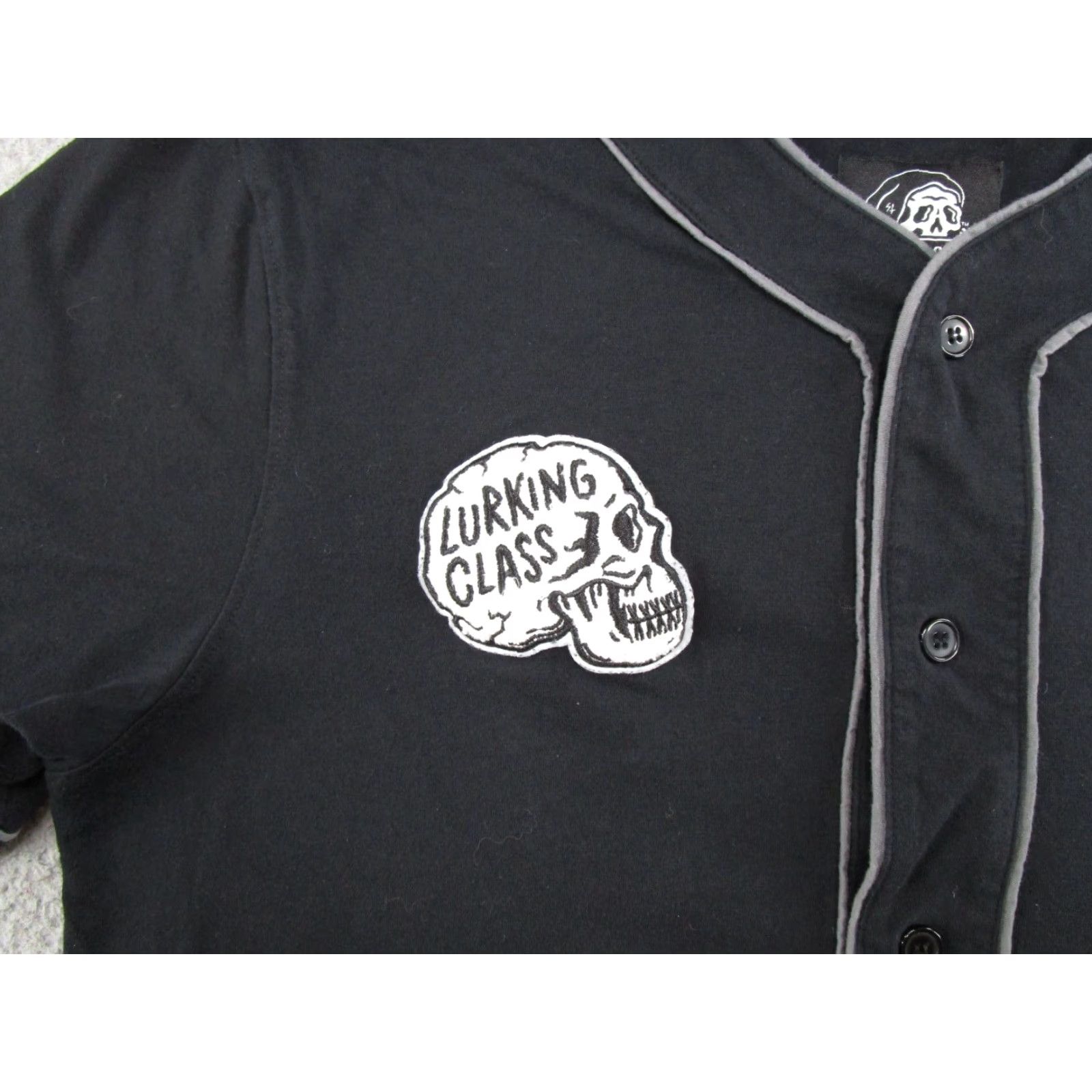 Bones Lurking Class Shirt Skull Embroidered Black Baseball Jersey - Mens L Size US L / EU 52-54 / 3 - 2 Thumbnail