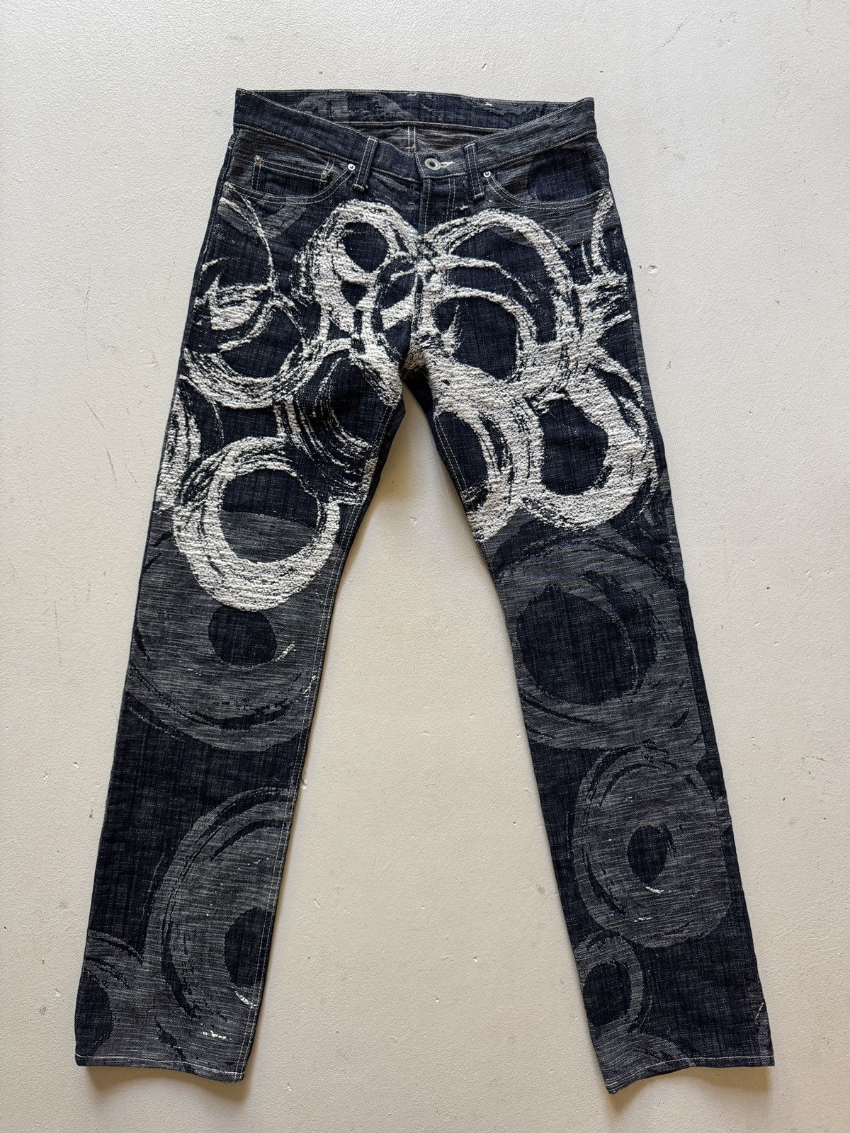 Issey Miyake AW2012 ISSEY MIYAKE APOC ABSTRACT CIRCLE GRAPHIC DENIM Size US 32 / EU 48 - 1 Thumbnail