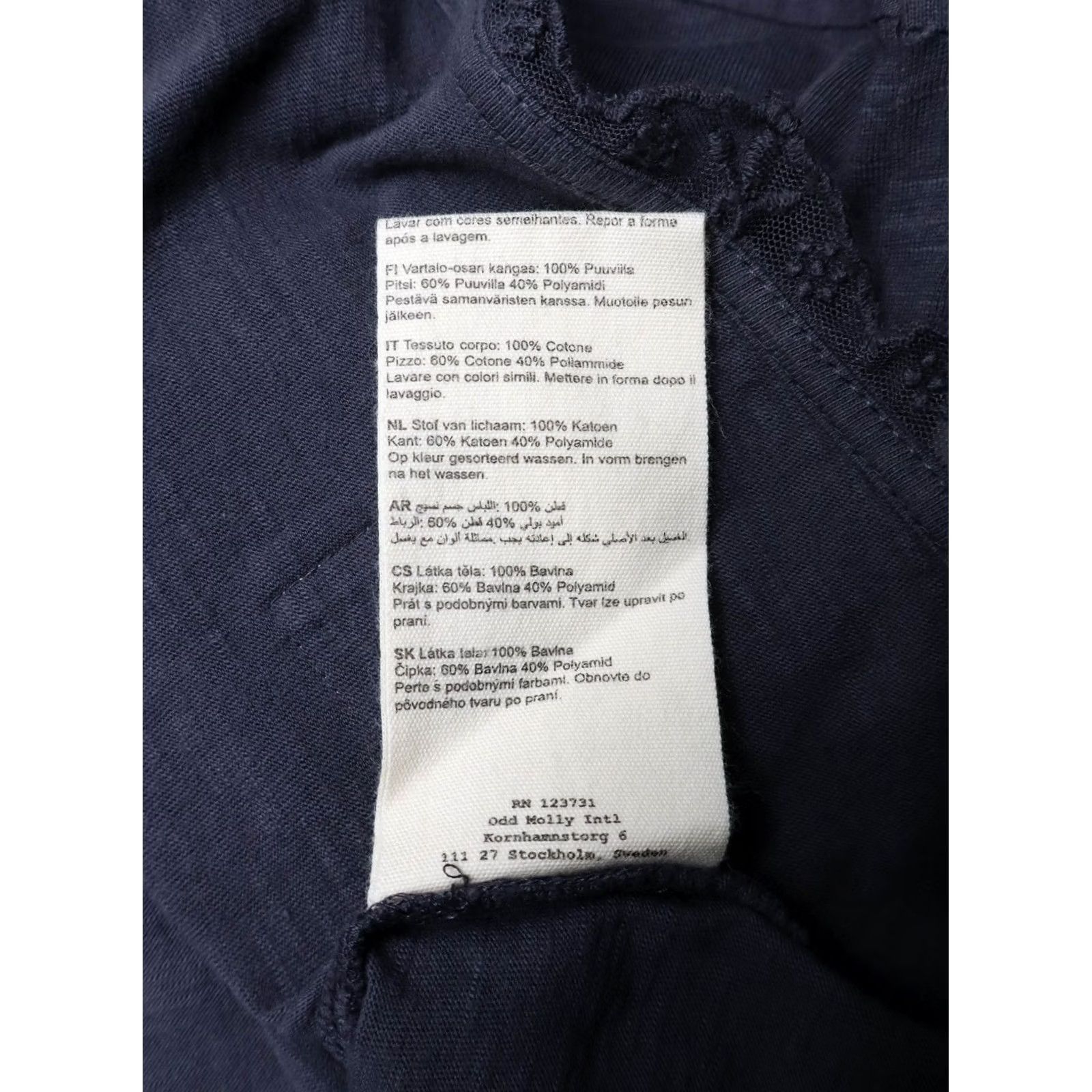 Vintage ODD MOLLY Lace Vibration Blouse Women's XSMALL Asphalt V-Neck 3/4 Sleeves Blouse Womens XS Grey Cotton Pull-On Size XS / US 0-2 / IT 36-38 - 7 Thumbnail