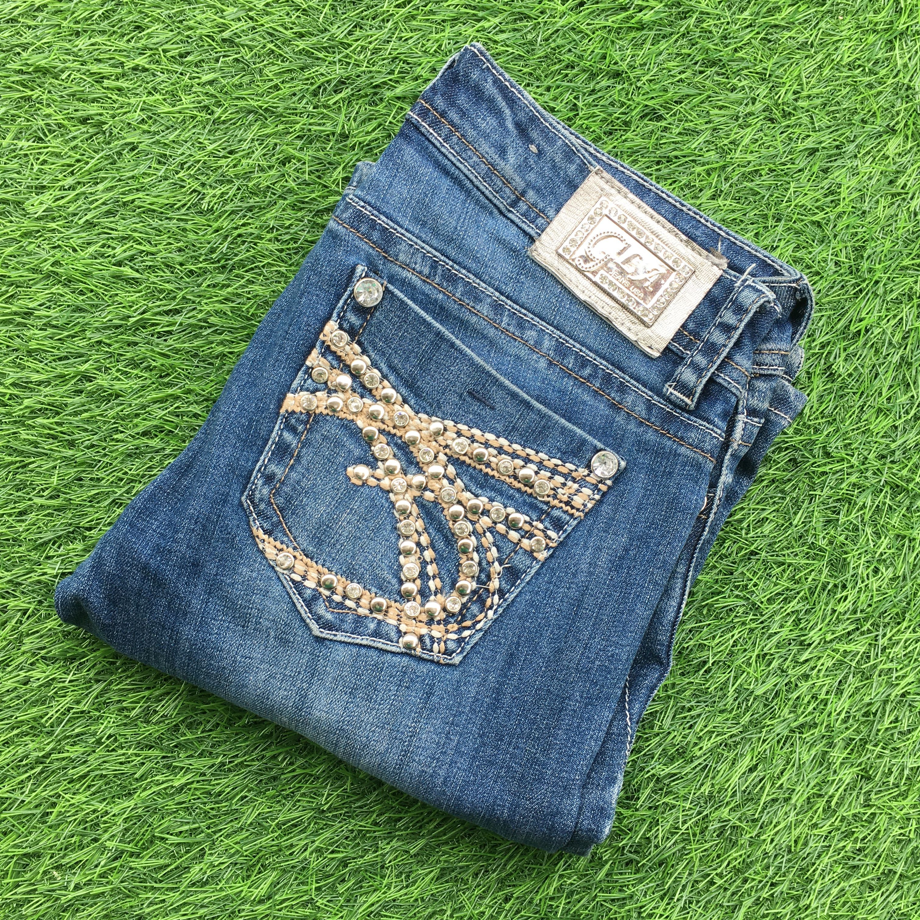 Grace in LA × Jean low-rise embellished embroidered signature boot jeans D-976 Size 26" / US 2 / IT 38 - 8 Thumbnail