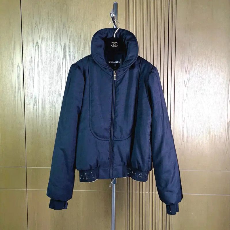 Chanel Chanel Black Nylon Cropped Jacket 0089 Size S / US 4 / IT 40 - 1 Thumbnail