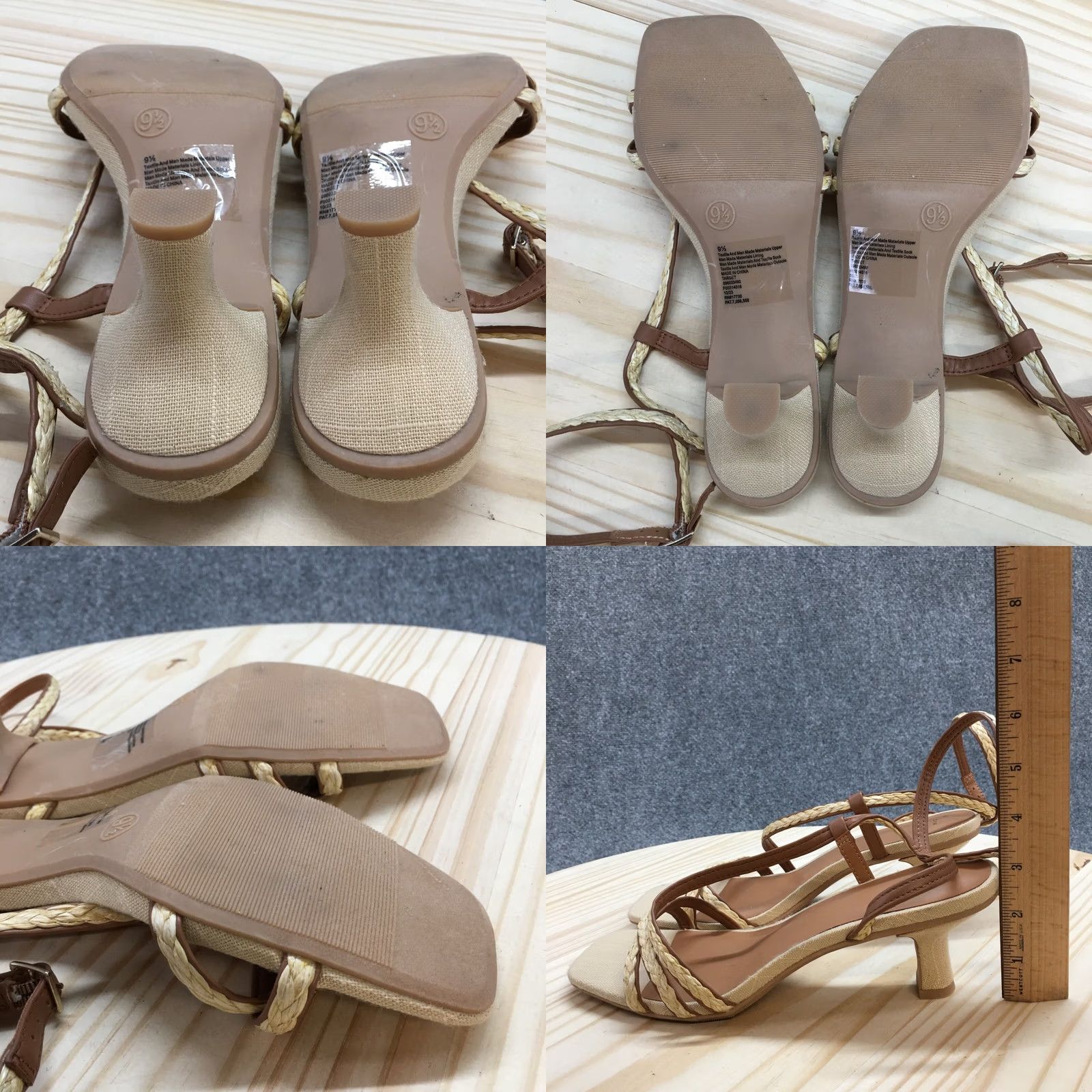 Vintage A New Day Sandals Womens 9.5 Strappy Beige Faux Leather Casual Heels Braided Size US 10 / IT 40 - 8 Thumbnail