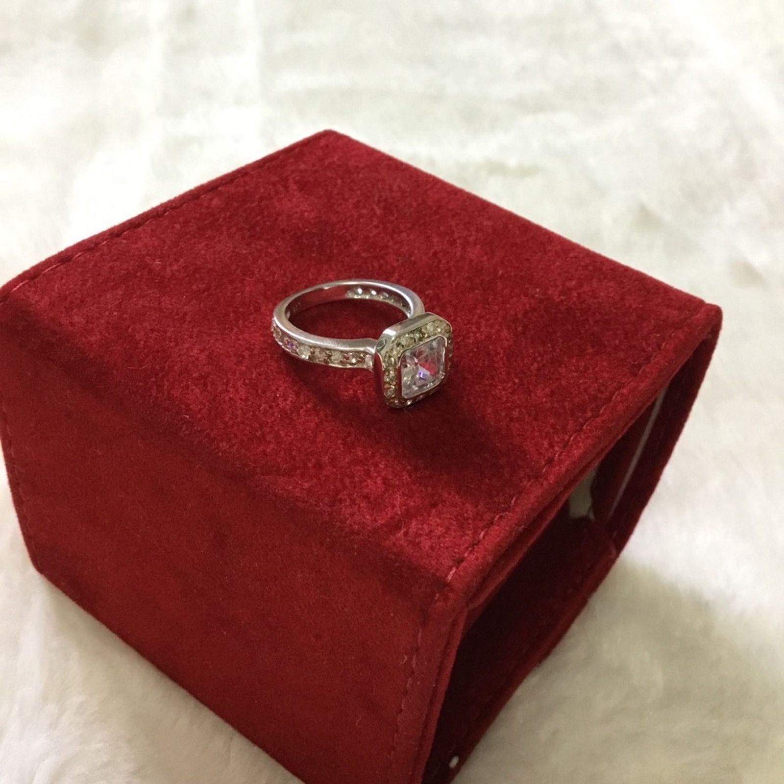Other Sterling Silver Square Crystal Ring Size ONE SIZE - 9 Thumbnail