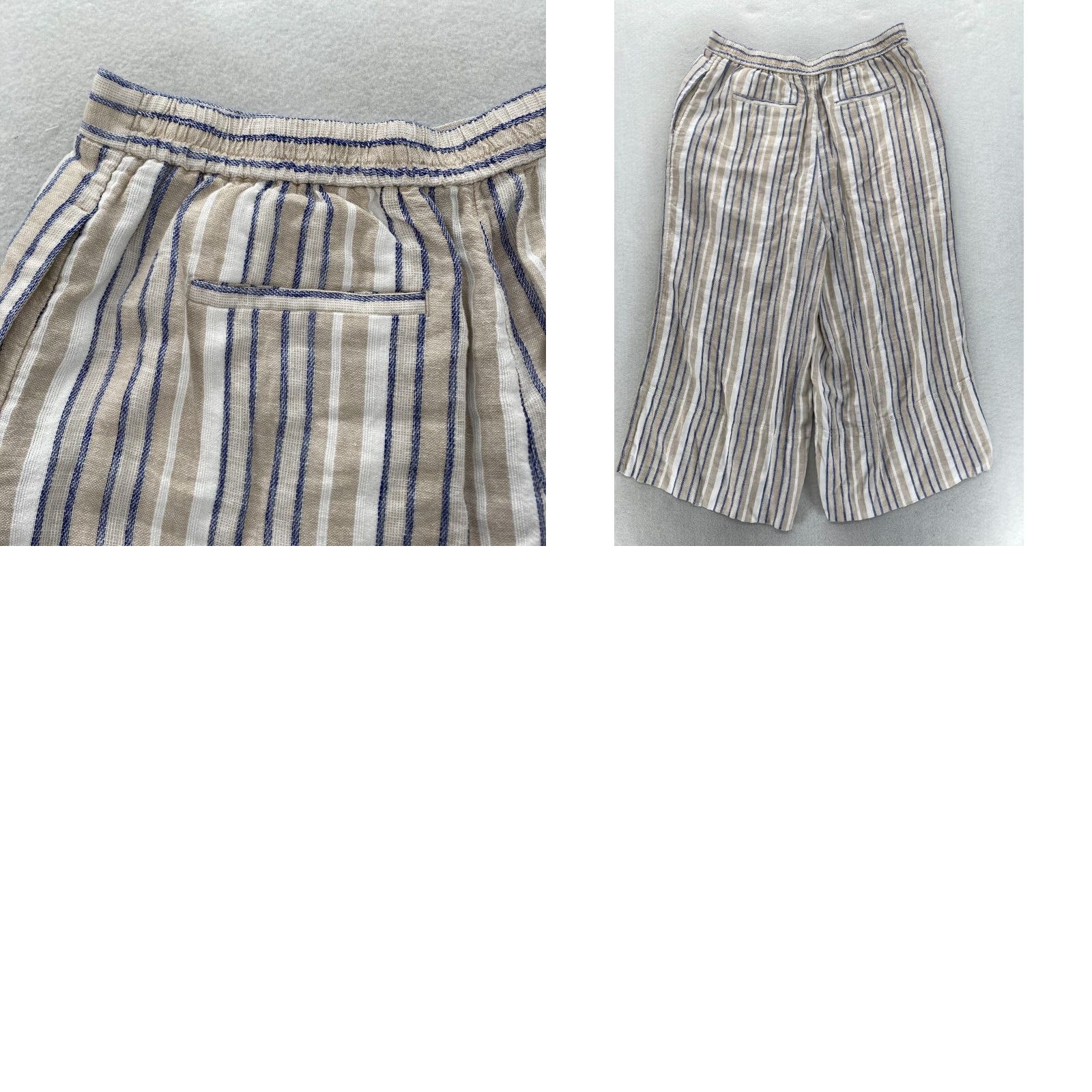 Banana Republic Banana Republic Linen Blend Wide Leg Crop Pants Women's Large Blue Striped Beach Size 24" / US 00 / IT 34 - 9 Thumbnail
