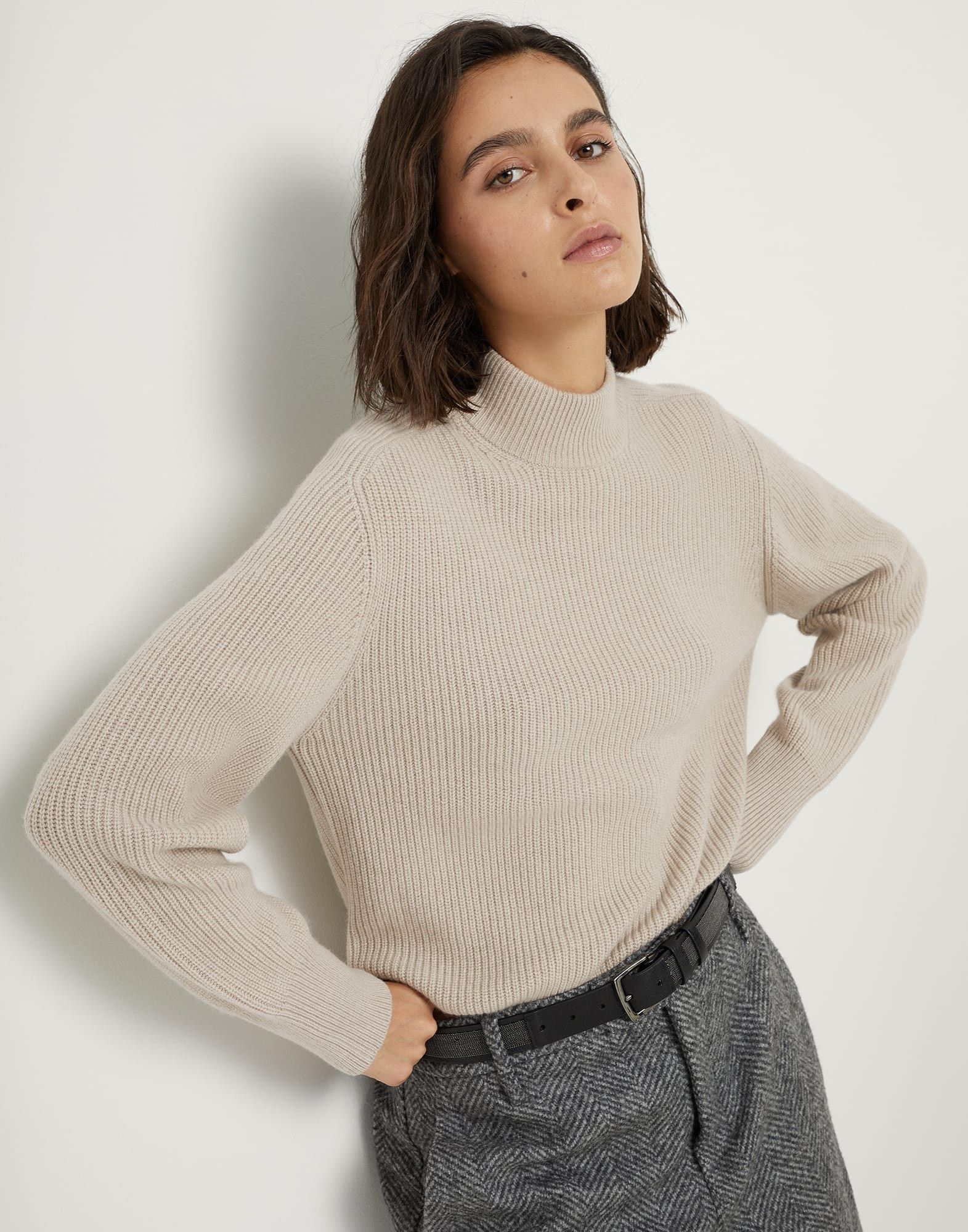 Brunello Cucinelli o1y0825 Cashmere Blend Sweater in Beige Size L / US 10 / IT 46 - 2 Thumbnail