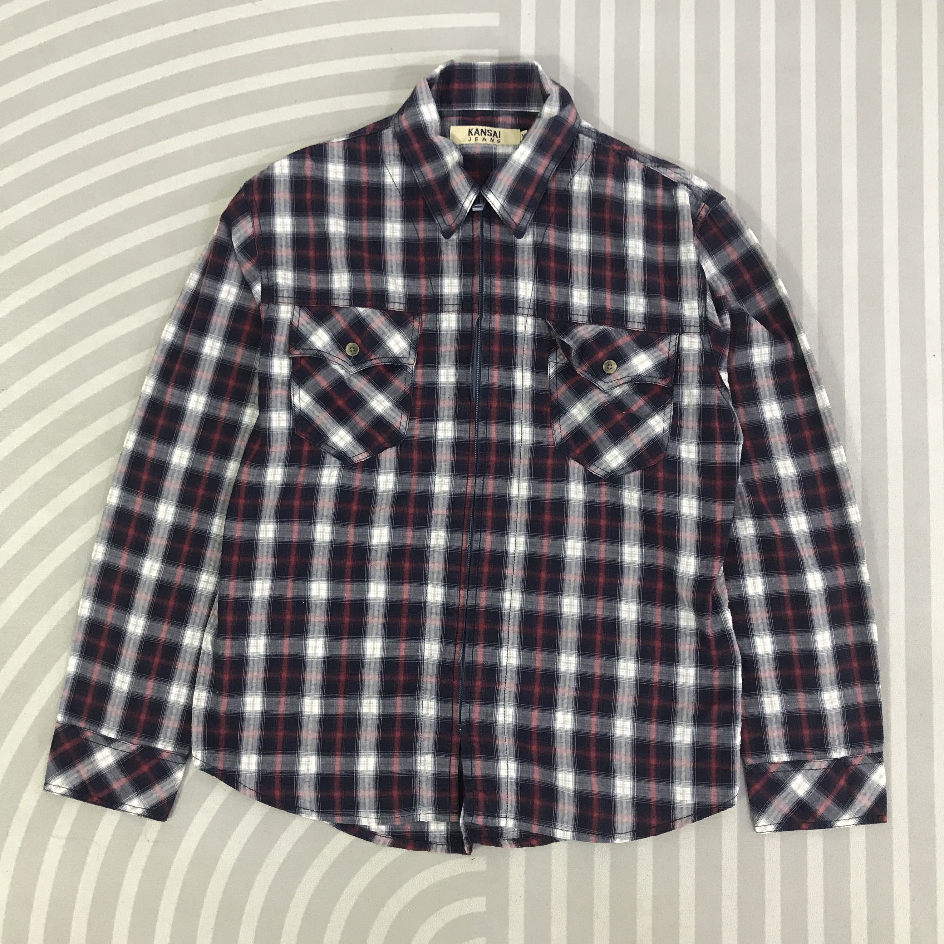 Kansai Yamamoto Vintage Kansai Yamamoto flannel design Zip Jacket K109B1 Size US M / EU 48-50 / 2 - 1 Thumbnail