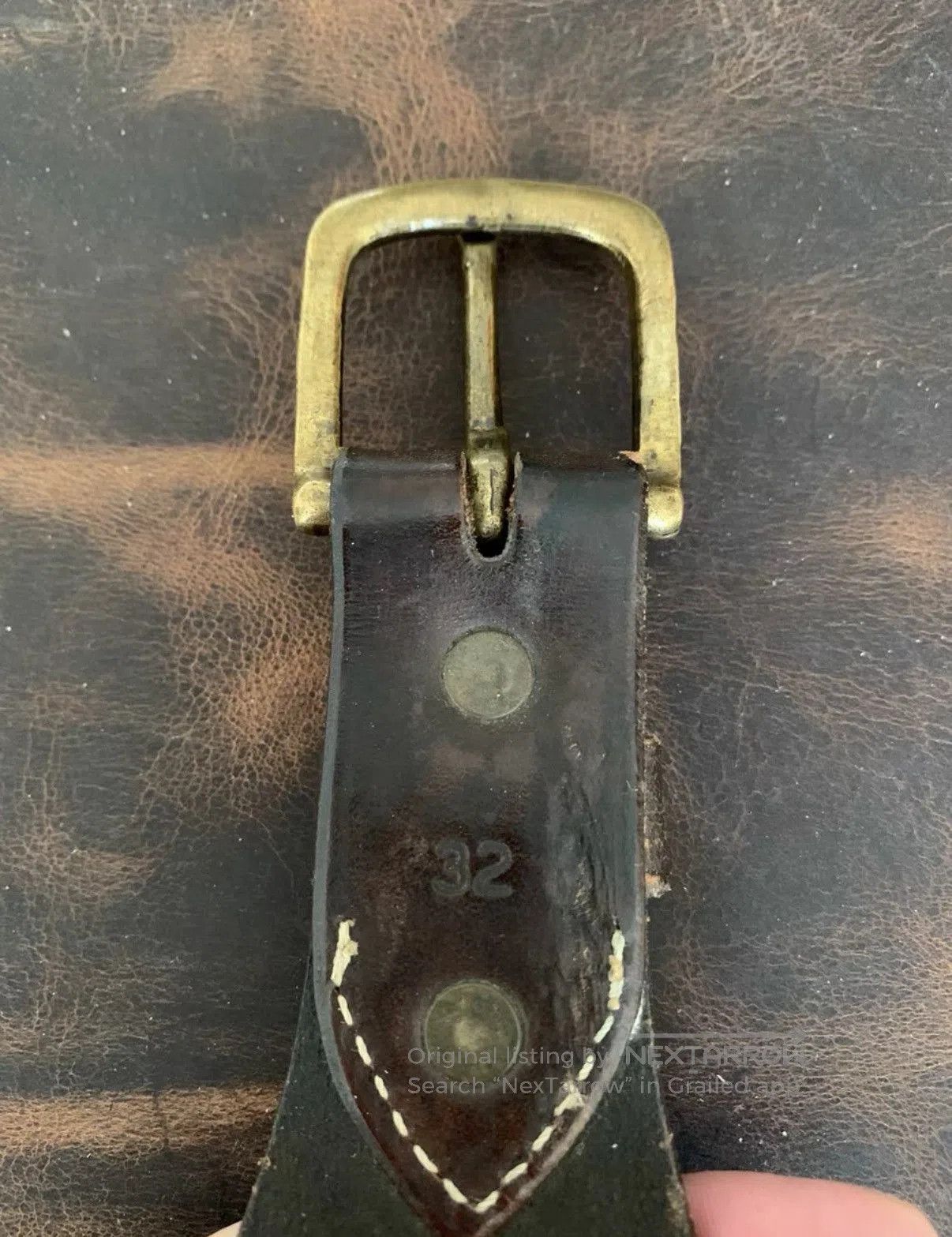 Polo Ralph Lauren Brown Tooled Leather Belt with Brass Buckle. Size ONE SIZE - 2 Thumbnail