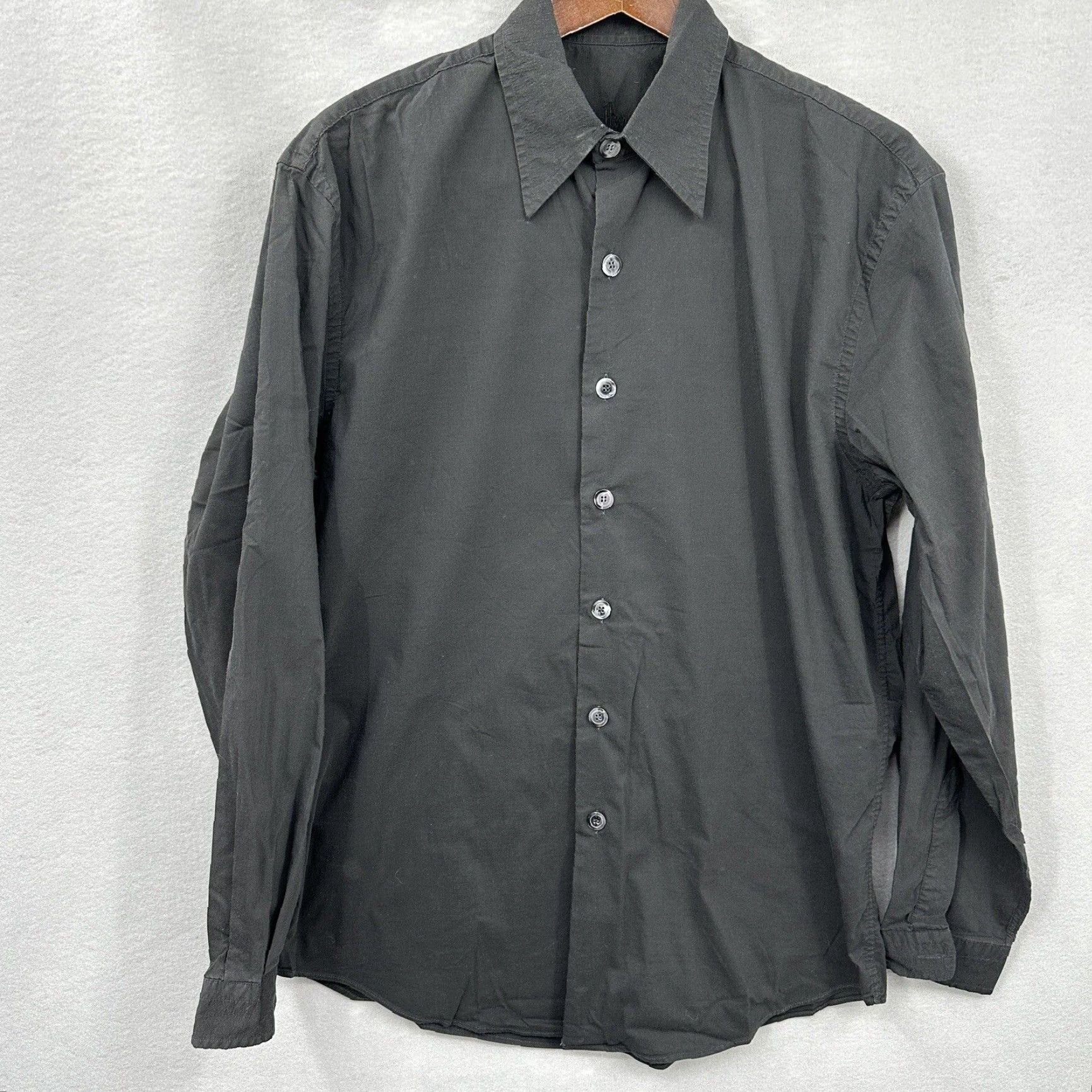 Harrods Harrods Men's Dress Shirt Large Black Retro Preppy Cotton Long Sleeve Business Casual Formal Size 42R - 2 Thumbnail