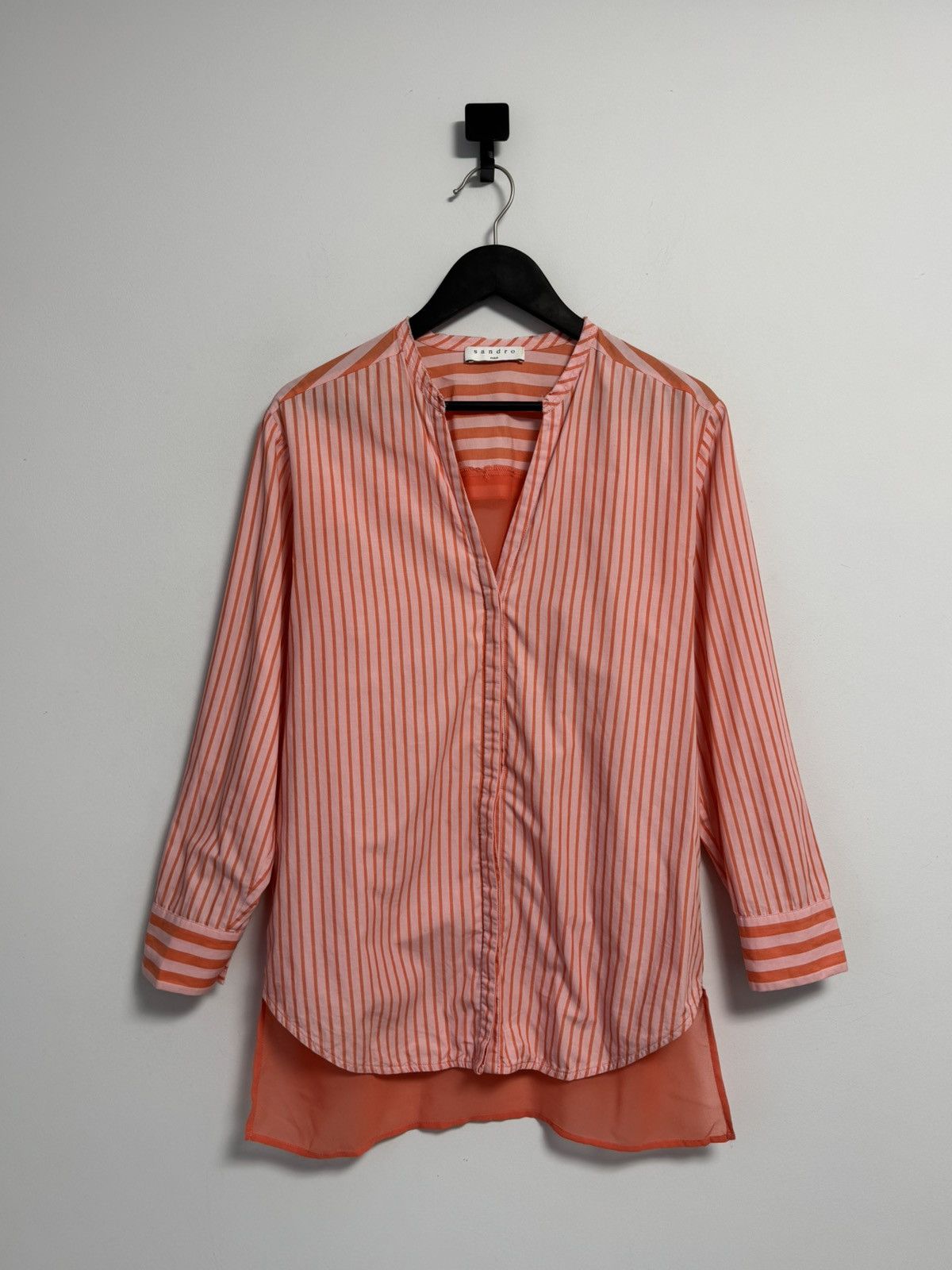 Sandro Sandro Women’s Pink Orange Striped Blouse Tunic 3/4 Sleeve Size XS / US 0-2 / IT 36-38 - 1 Thumbnail
