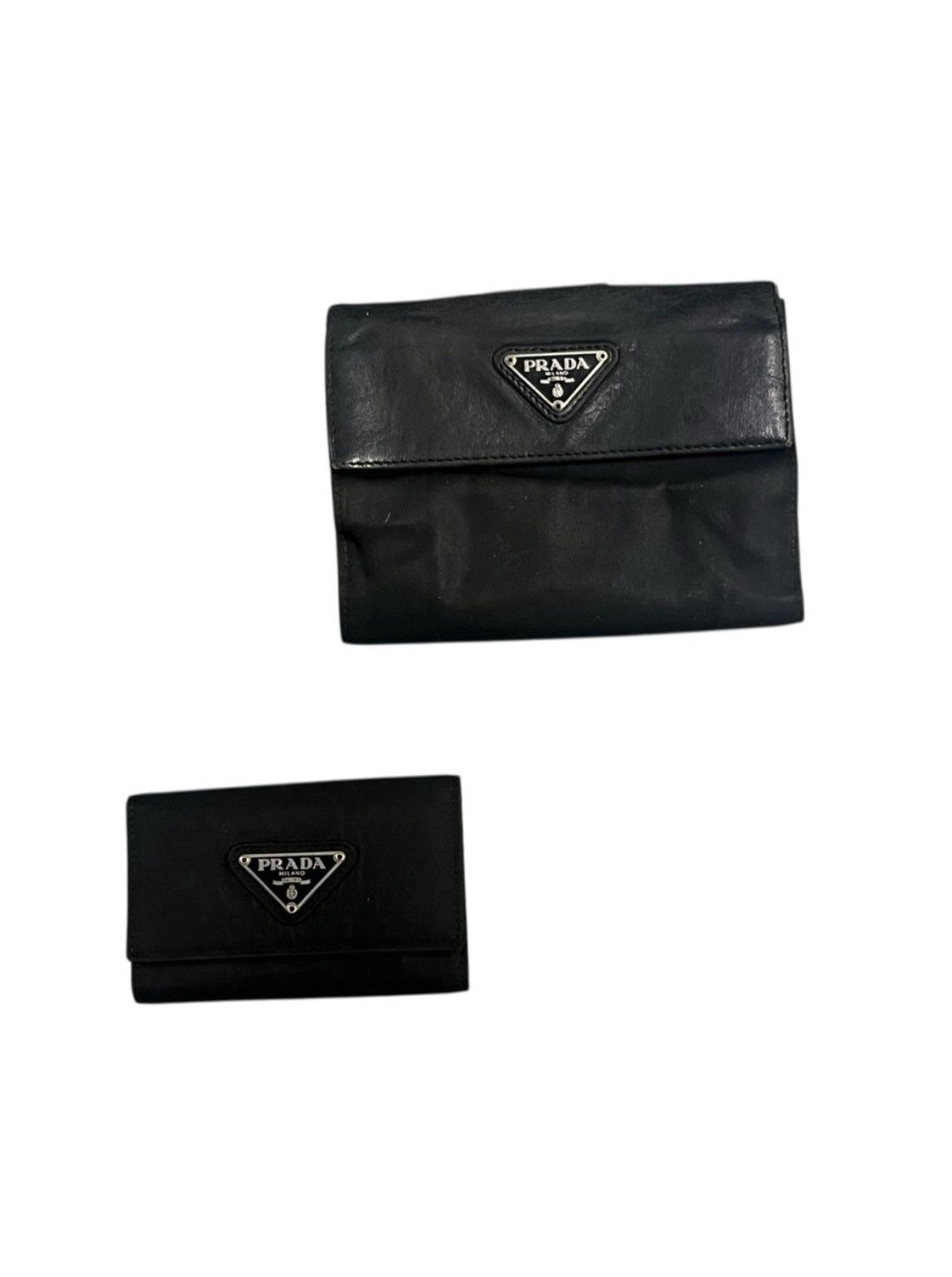 Prada Prada Nylon & Leather Wallet with Key Holder Black Size ONE SIZE - 1 Thumbnail