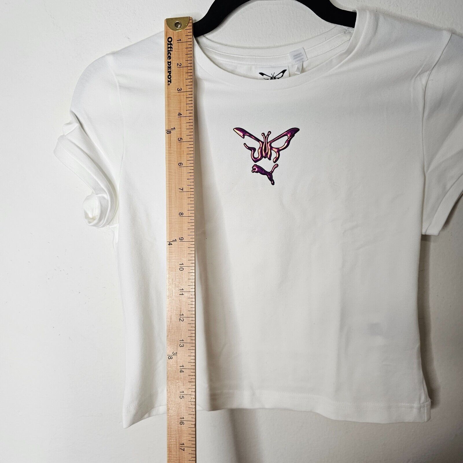 Puma Puma X Dua Lipa White Butterfly Hologram Graphic Crop Tee SM Size S / US 4 / IT 40 - 8 Thumbnail