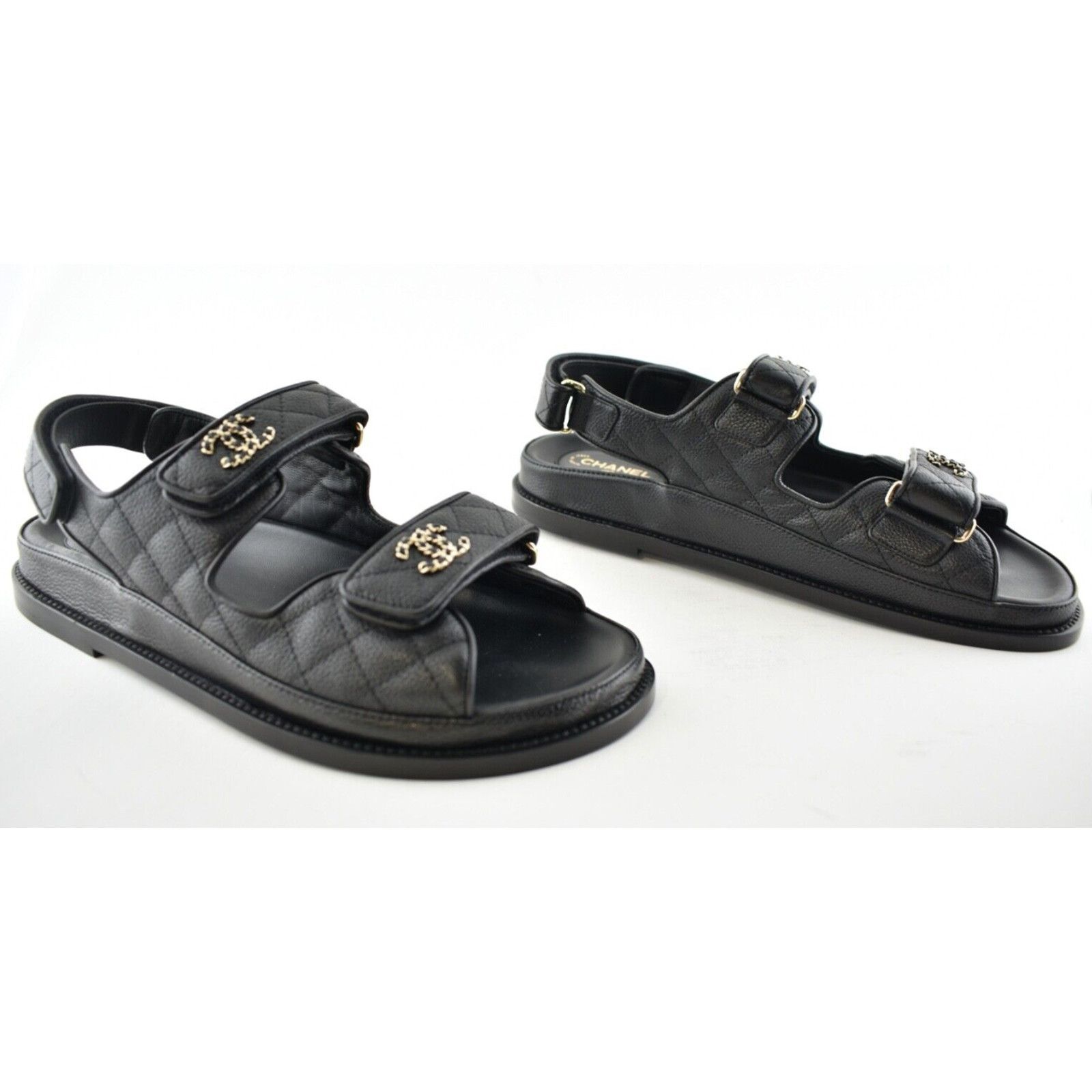 Chanel Chanel REV Black Caviar Gold CC Logo Mule Slide Strap Flat Size US 6.5 / IT 36.5 - 3 Thumbnail