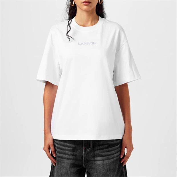 Lanvin o1g2r1mq1024 Logo T-Shirt in Optic White Size XS / US 0-2 / IT 36-38 - 3 Thumbnail