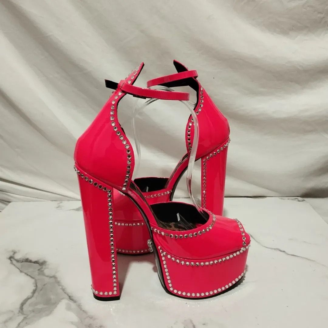 Philipp Plein Philipp Plein 120mm Cryst-Embelished Pink Platform Size US 9 / IT 39 - 5 Thumbnail
