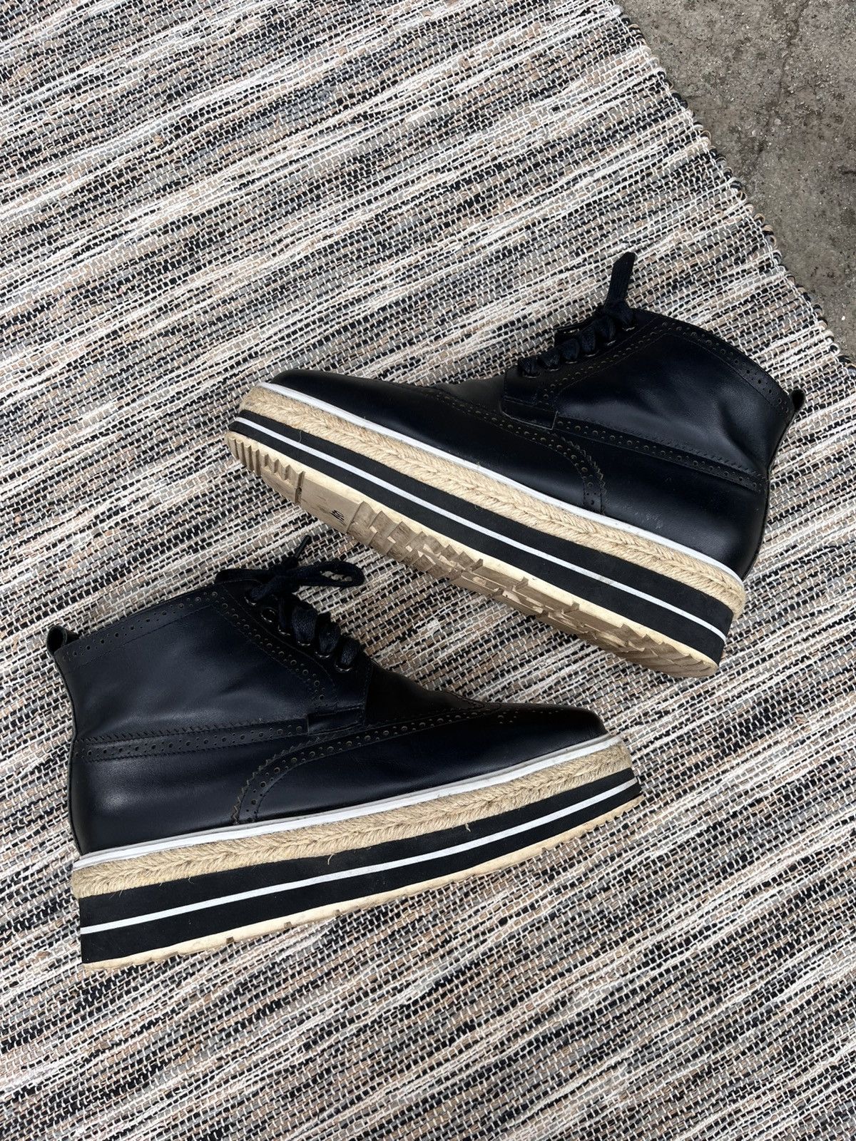 Prada Rare Prada Brogue Platform Sneakers Black Leather Luxury Y2K Size US 8 / IT 38 - 2 Thumbnail