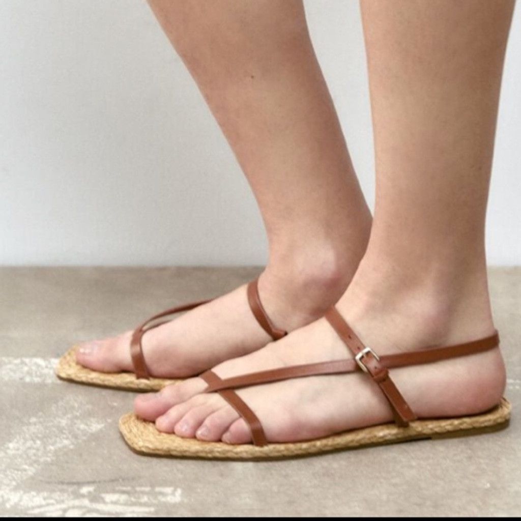 Zara 🤎 FLAT SANDALS WITH LEATHER STRAPS Size US 10 / IT 40 - 2 Thumbnail