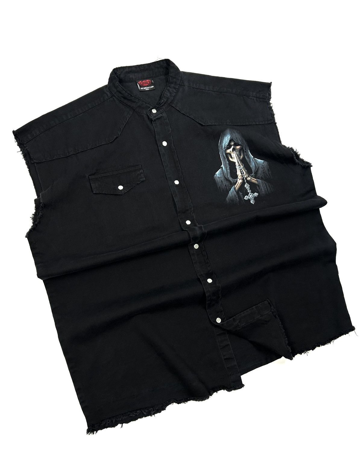 Band Tees Vintage Spiral Black Denim Vest Death Graphic Skull XXL Y2K Size US XXL / EU 58 / 5 - 3 Thumbnail