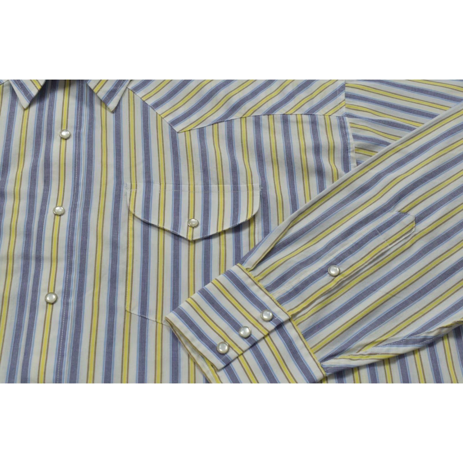 Vintage Panhandle Slim Men's Western Shirt Striped Long Sleeve Pearl Snap Size 20 38 Blue Cotton Button-Down Collar Dress Shirt Casual Mens Size US XXL / EU 58 / 5 - 5 Thumbnail