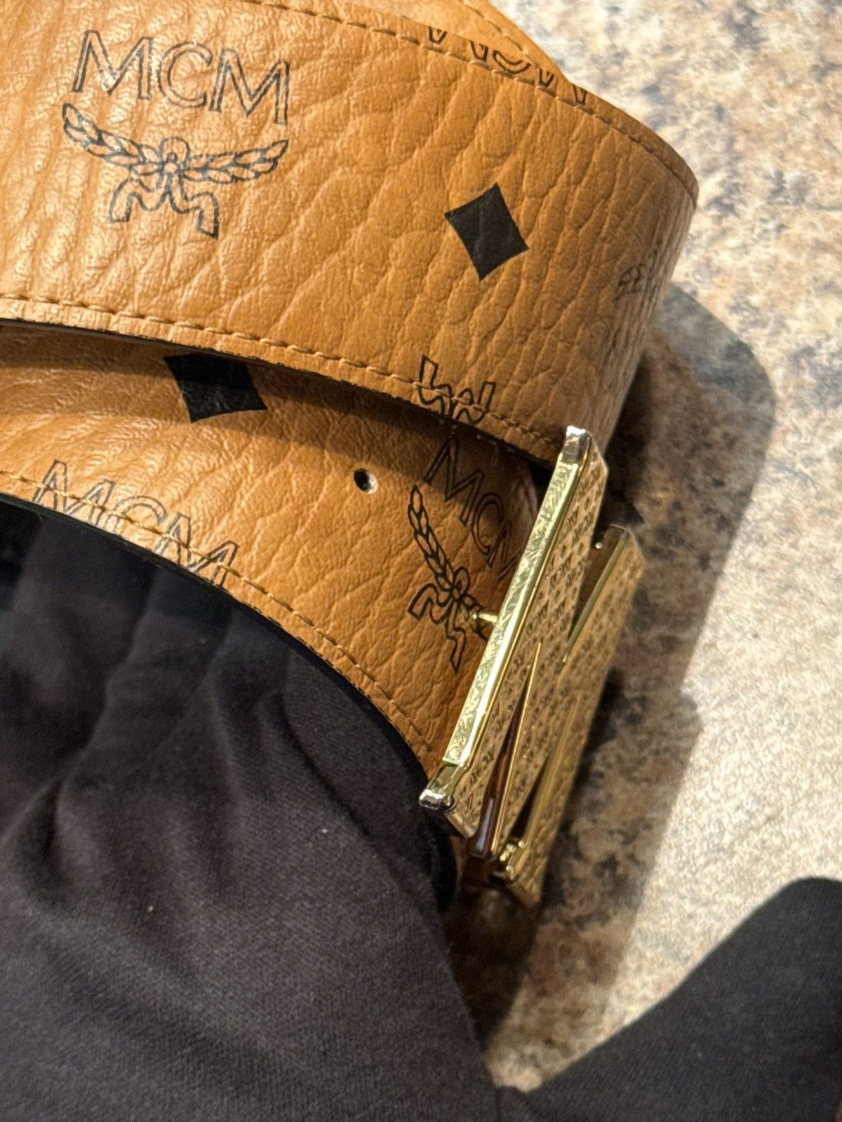 MCM MCM Visetos Monogram Belt w/ Gold M Buckle Size 38 - 8 Thumbnail