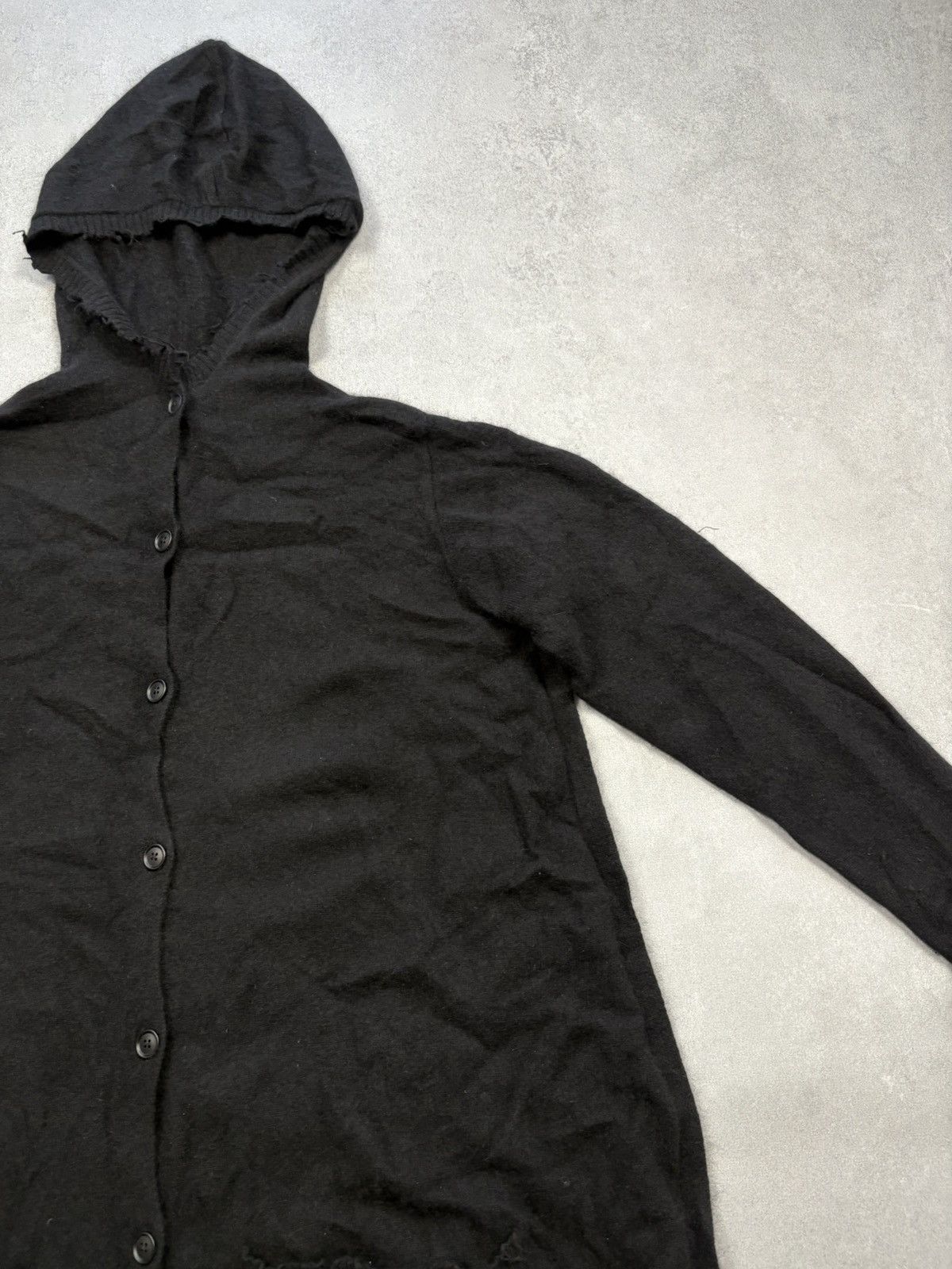 Rundholz Rundholz Dip Black Hooded Wool Blend Distressed Cardigan Size S / US 4 / IT 40 - 2 Thumbnail