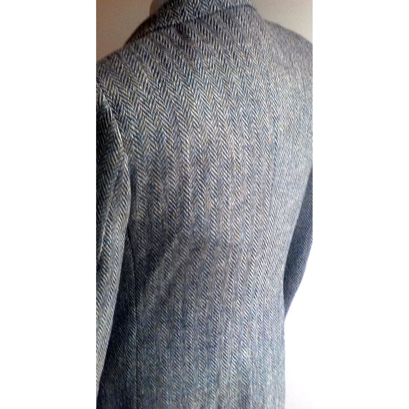 Vintage Kuppenheimer Mens Gray 2 Button Lined Houndstooth Blazer 100% Scottish Wool 39L Size 40R - 4 Thumbnail