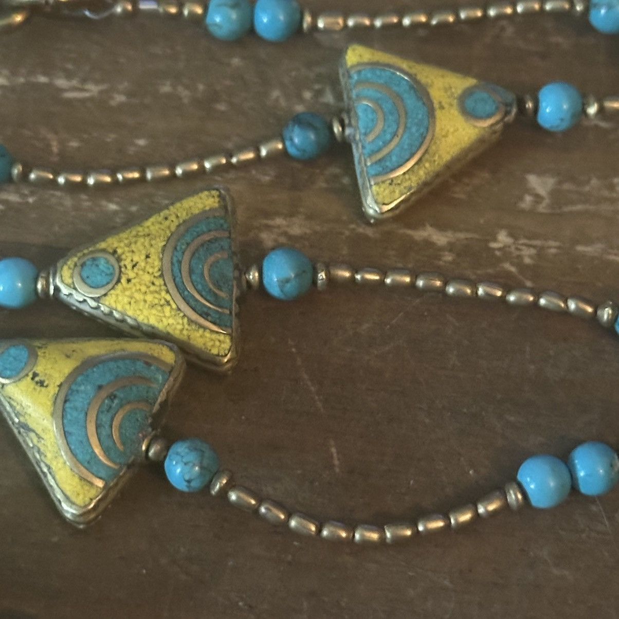 Vintage Vintage Tribal yellow and turquoise station bead necklace Size ONE SIZE - 3 Thumbnail