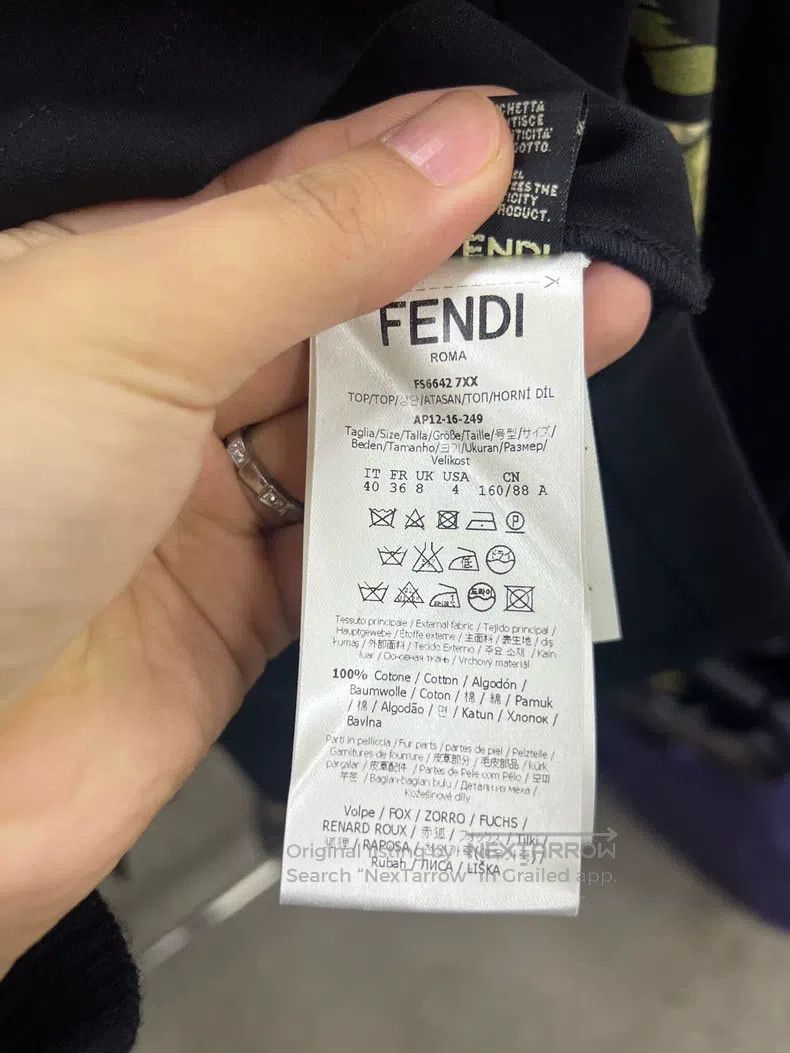 Fendi Fendi Black patchwork lambskin monster short-sleeved shirt Size XS / US 0-2 / IT 36-38 - 5 Thumbnail