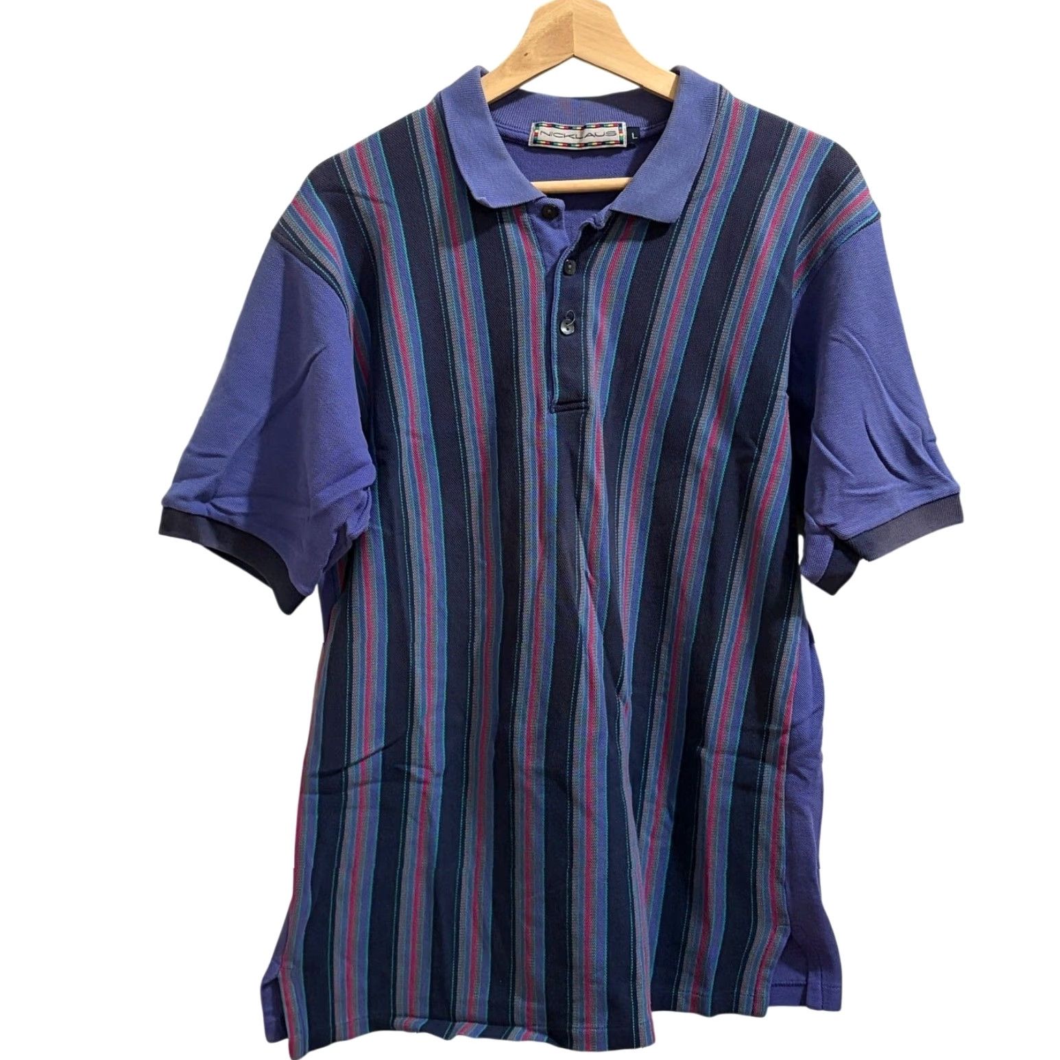 Vintage VINTAGE Nicklaus Polo Shirt Mens Large Blue Stripe Short Sleeve USA Made Golf Size US L / EU 52-54 / 3 - 2 Thumbnail