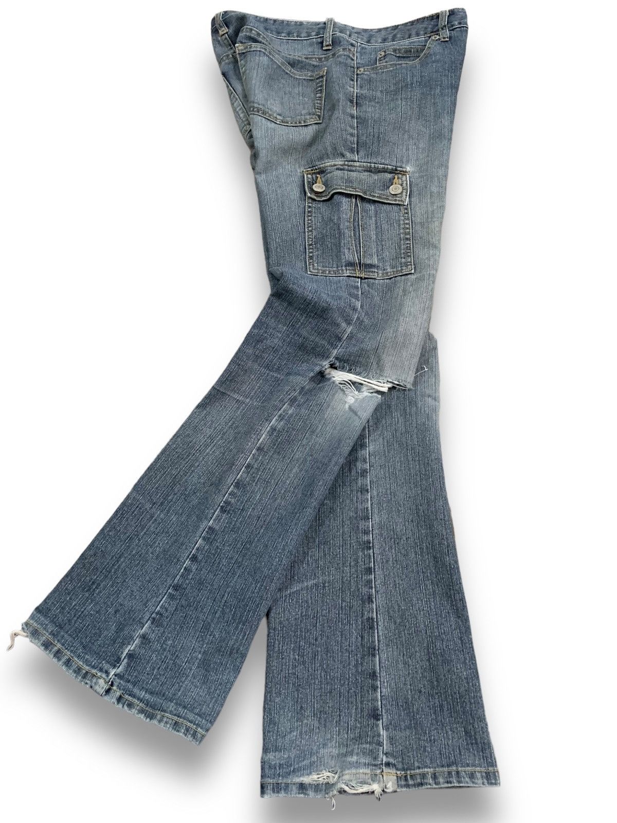 Japanese Brand Vintage Japanese Brand Oririn Flare Distressed Cargo Jeans Size US 29 - 3 Thumbnail