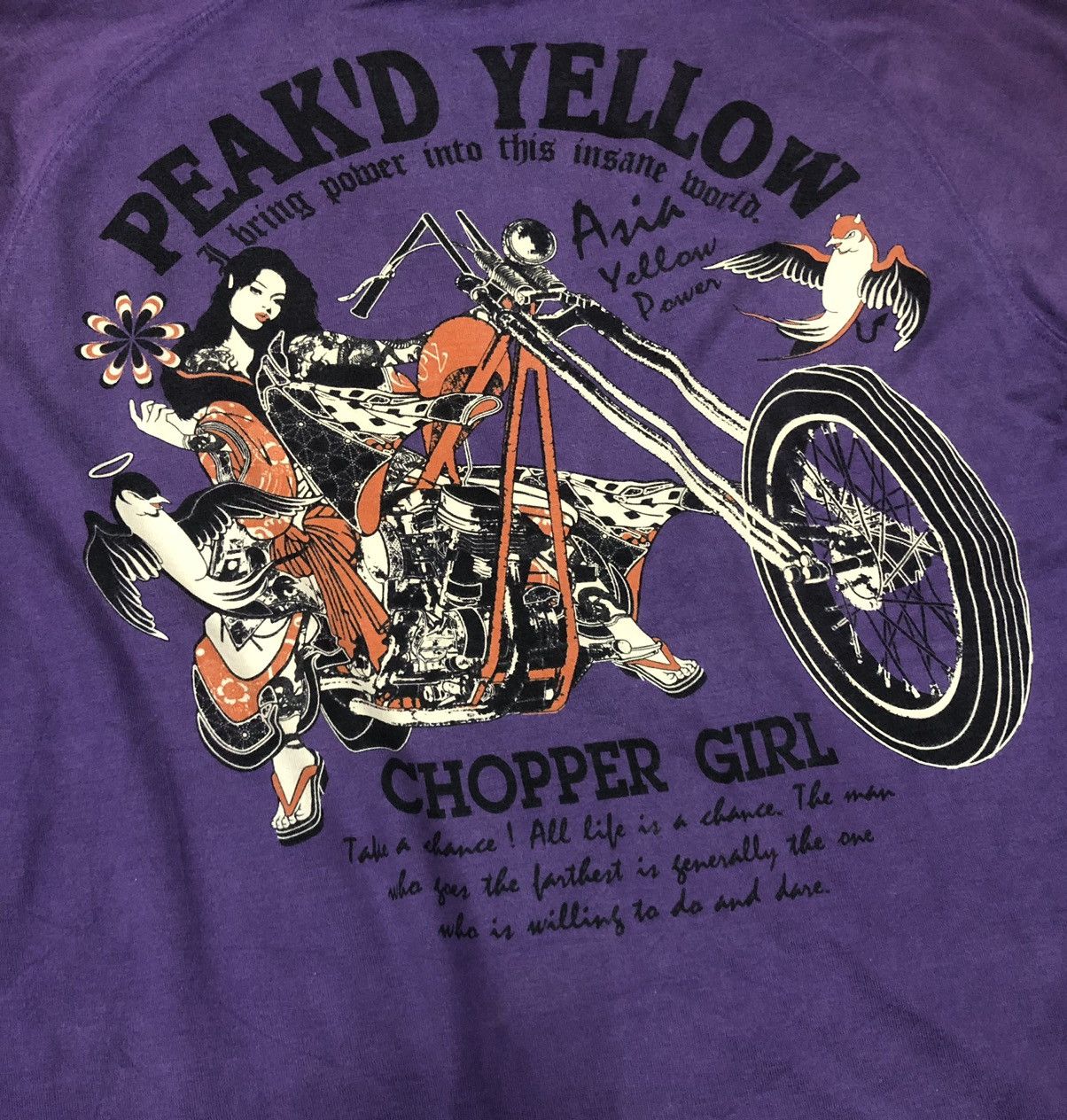 If Six Was Nine × Japanese Brand VINTAGE PEAK'D YELLOW CHOPPER BIG LOGO LONG SLEEVE Size US M / EU 48-50 / 2 - 4 Thumbnail