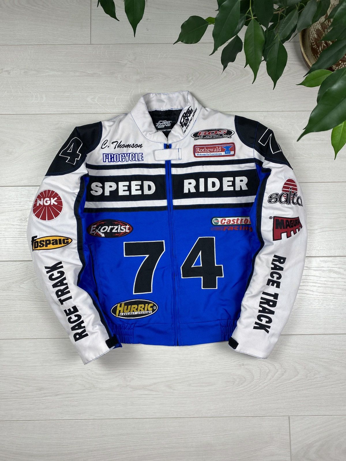 image of Fast Lane Speed Rider Nascar Racing Jacket in Blue, Men's (Size Small)