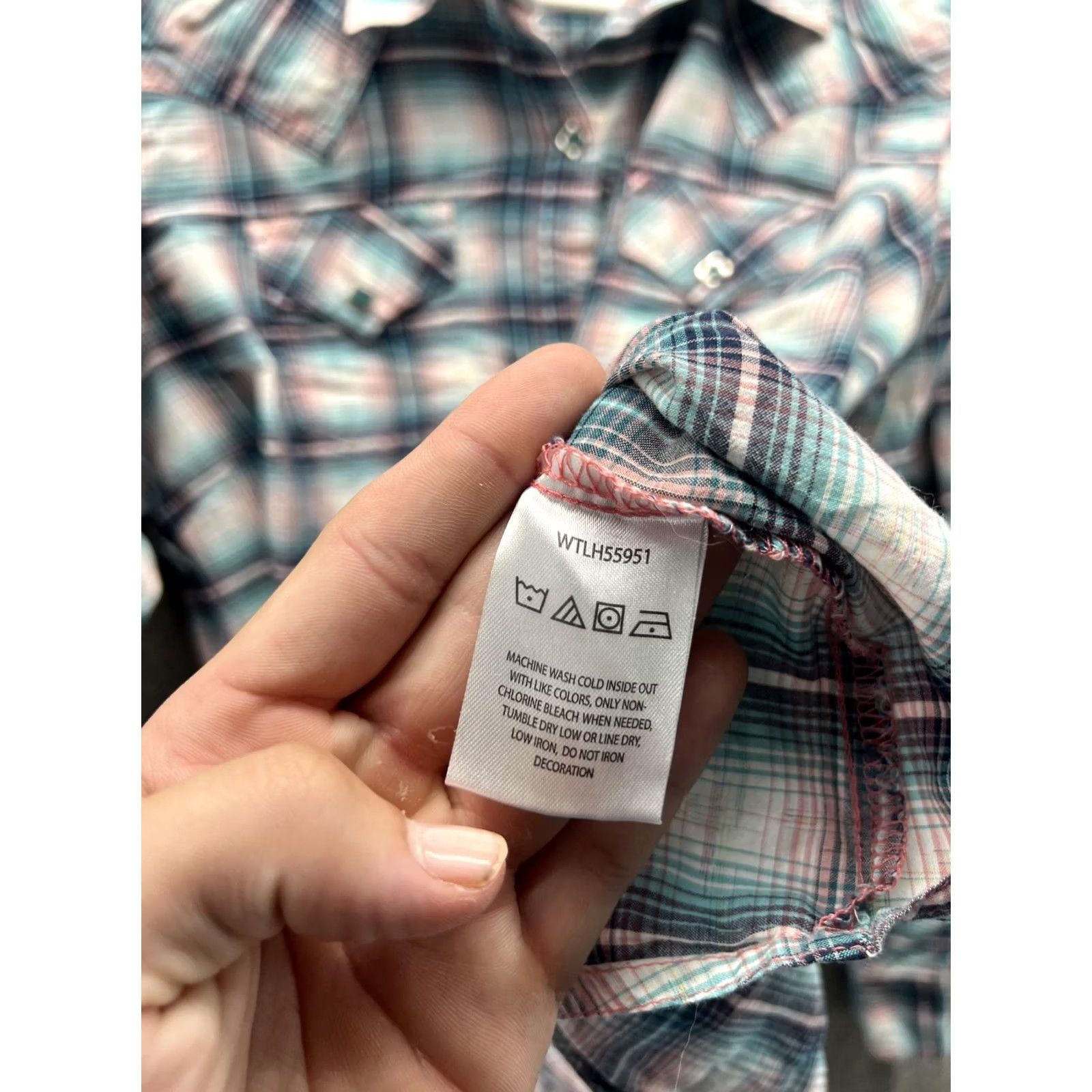 Wrangler Wrangler Shirt Womens Large Blue Plaid Button Front Long Sleeve Western Top Vintage Size L / US 10 / IT 46 - 5 Thumbnail
