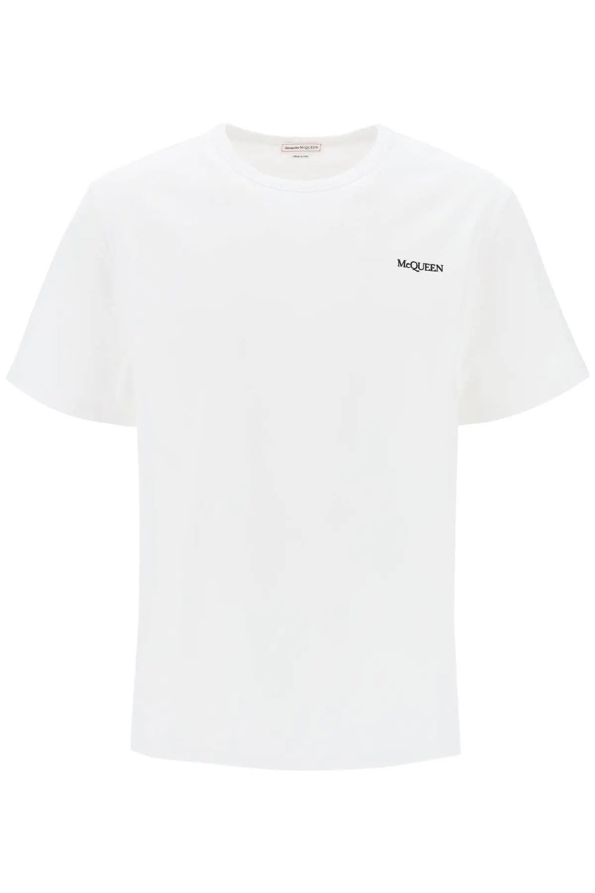 image of Alexander Mcqueen O1S22I1N0224 Reflected Logo T-Shirt In White, Men's (Size Small)
