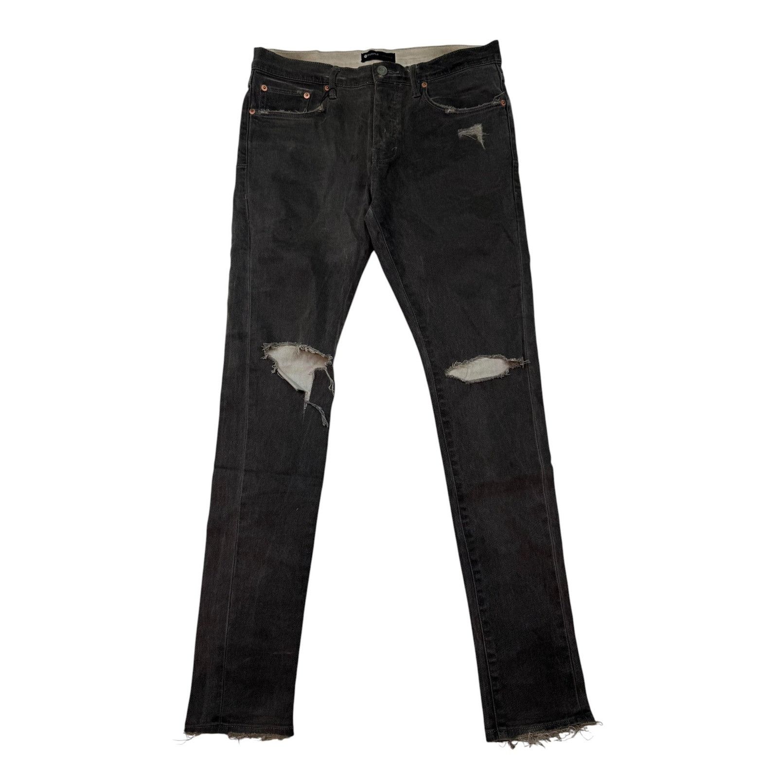 Purple Brand Purple Brand Grey Dirty Wash Jeans Size US 31 - 1 Thumbnail