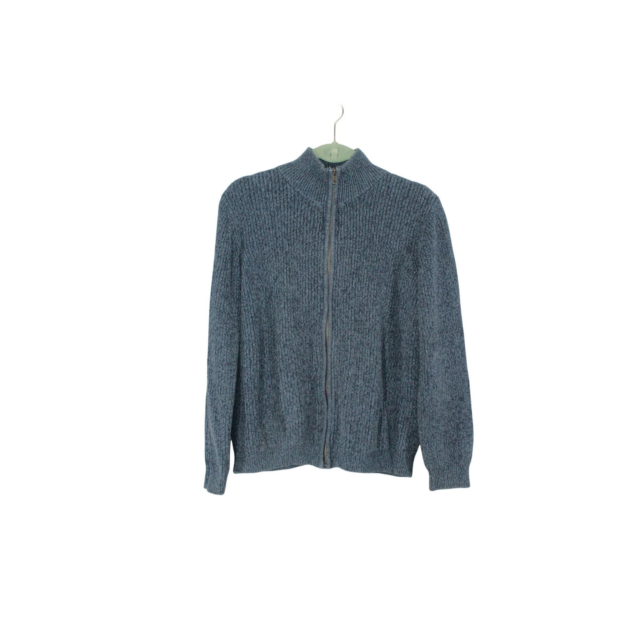 L.L. Bean LL Bean Men's Heather Blue Fisherman Knit Full Zip Sweater S Size US L / EU 52-54 / 3 - 1 Thumbnail