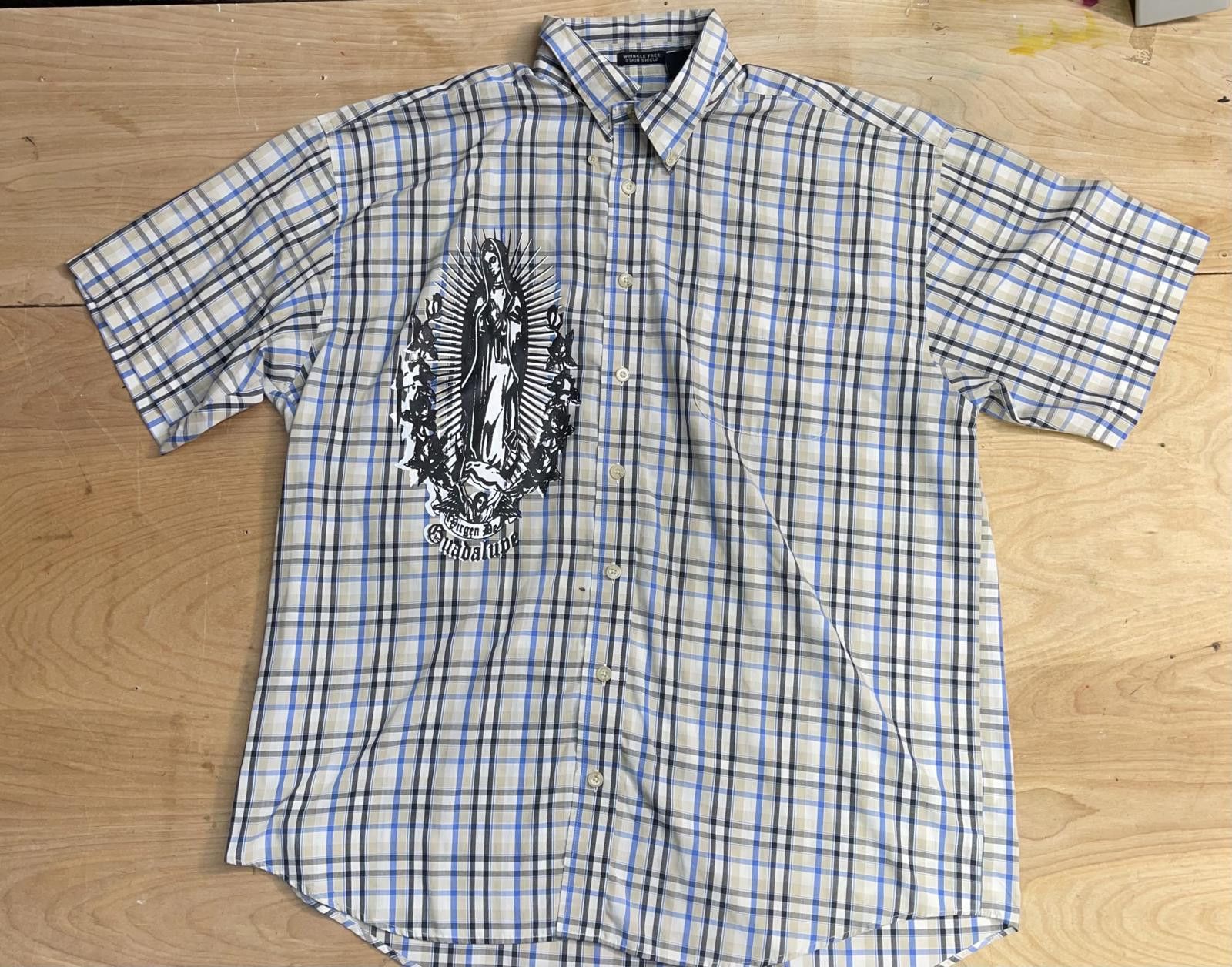 Affliction VAN HUESEN VIRGIN MARRY STYLE FLANNEL Size 44R - 1 Thumbnail
