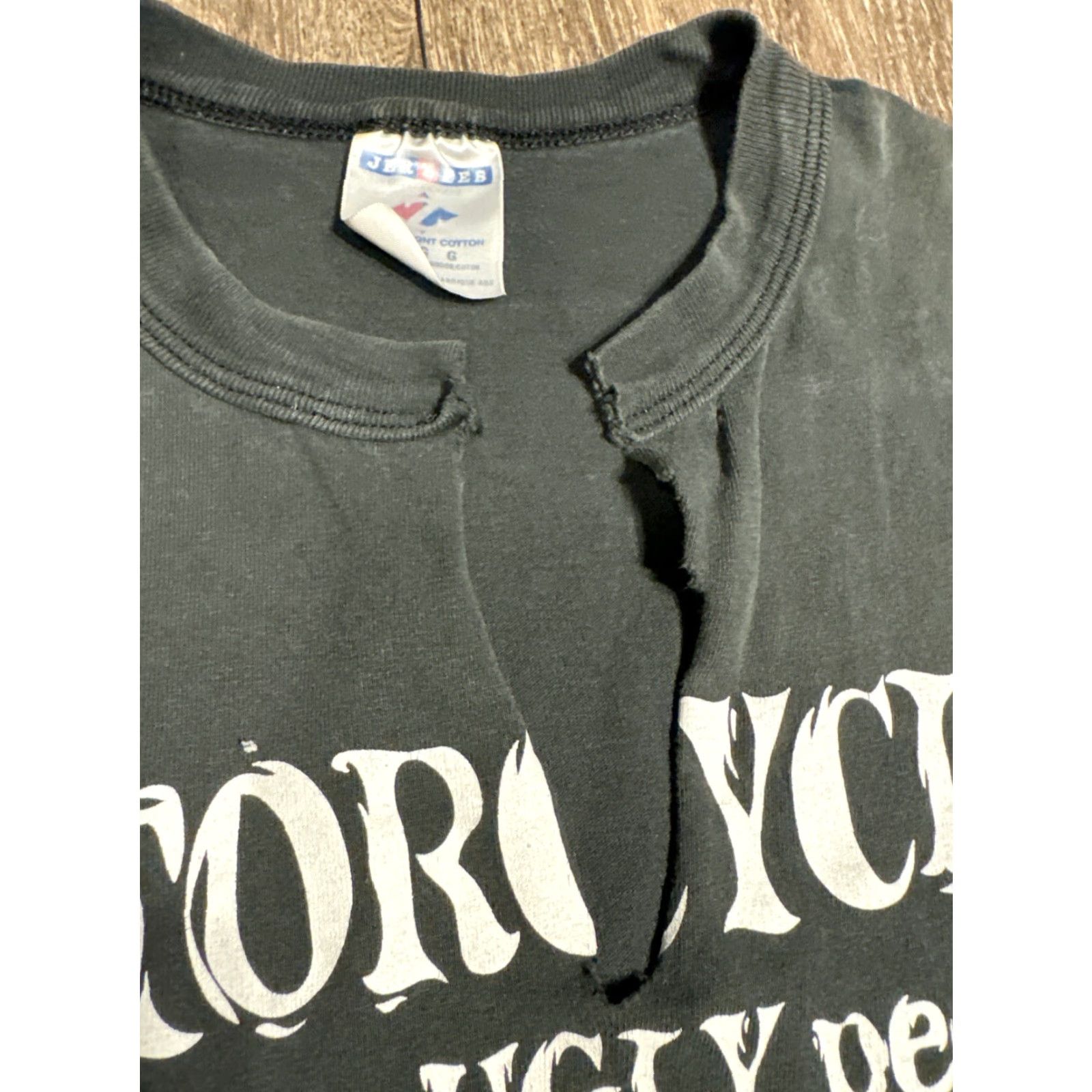 Jerzees VINTAGE 90s Motorcycles Helping Ugly People Have Sex Funny Chopped Cutoff Tee L Shirt Men Black L Size US L / EU 52-54 / 3 - 5 Thumbnail